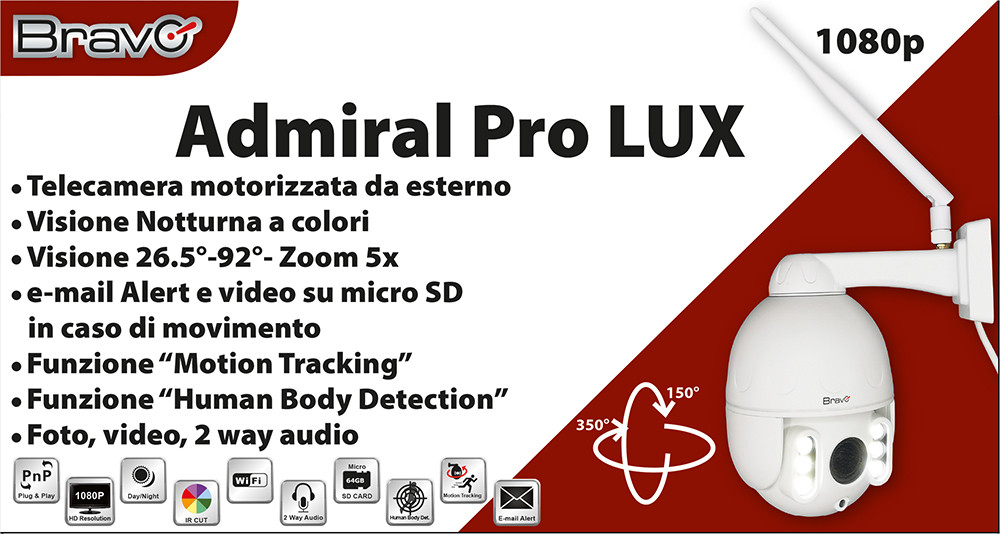 Bravo Admiral Pro Lux Videocamera da Esterno FHD Visione Notturna a Colori - immagine 2