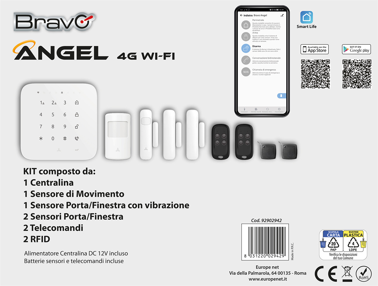 Bravo Angel 4G Wi-Fi Kit Allarme con Sirena Integrata - immagine 2
