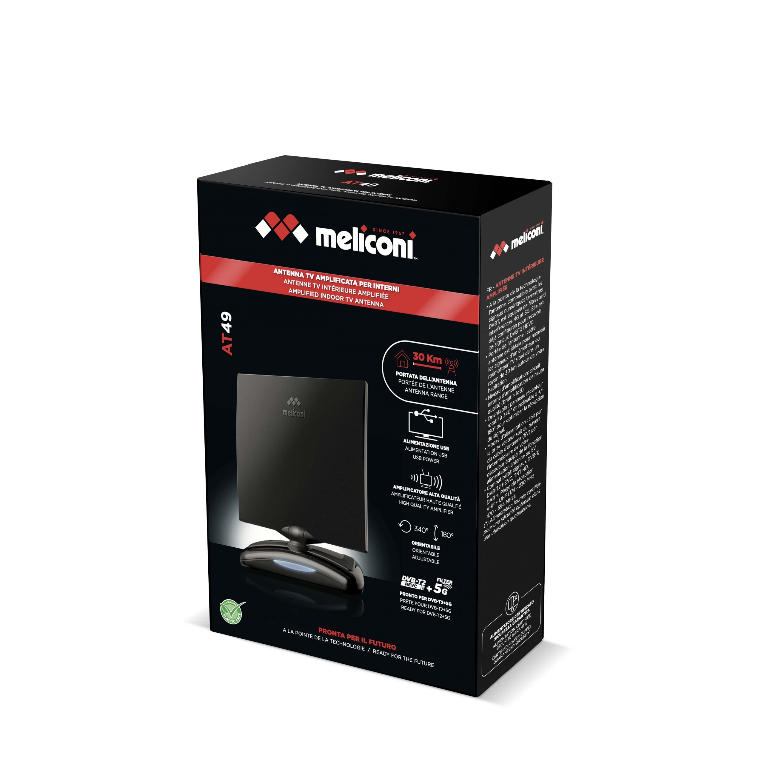 Meliconi AT49 R1 USB Antenna Amplificata da Interno 5G e DVB-T2 - immagine 3