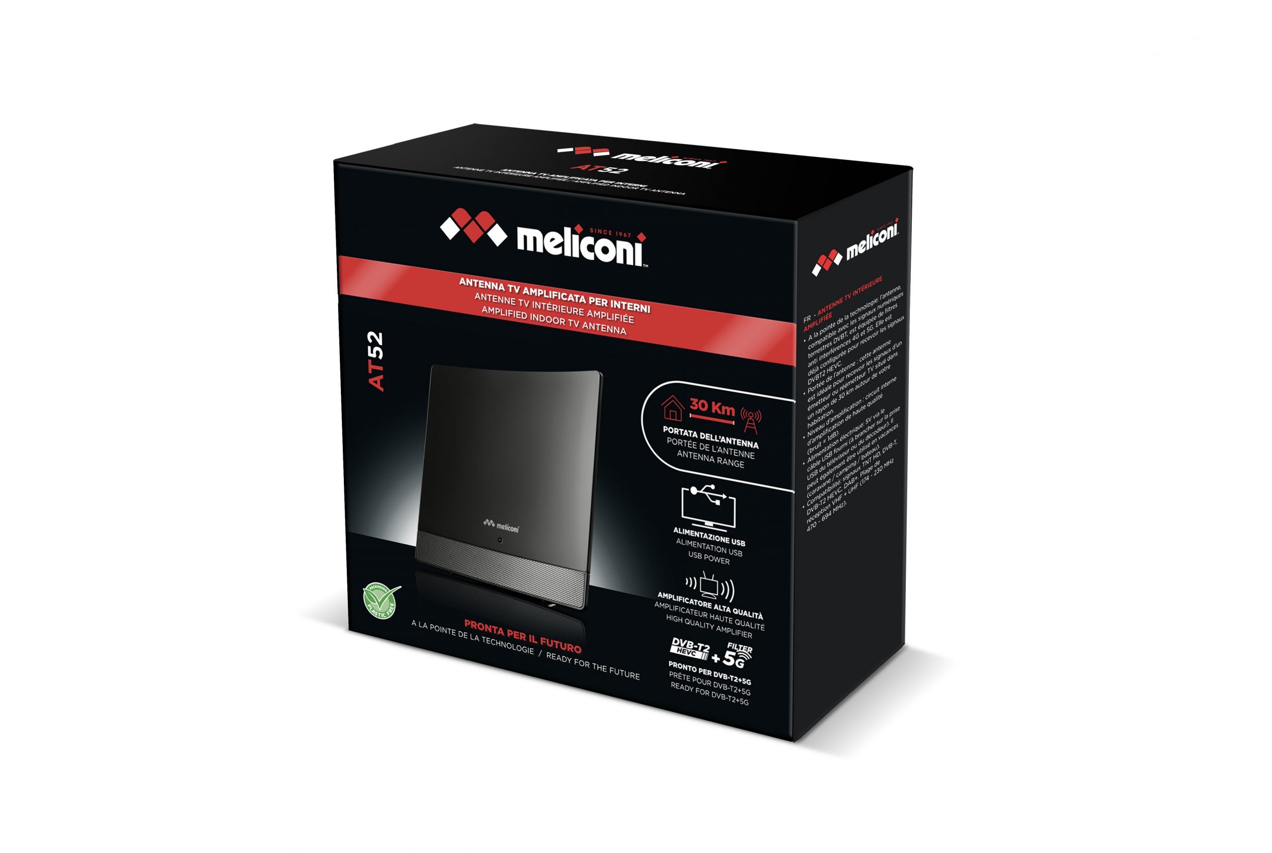 Meliconi AT52 R1 USB Antenna Amplificata da Interno 5G e DVB-T2 HEVC - immagine 3