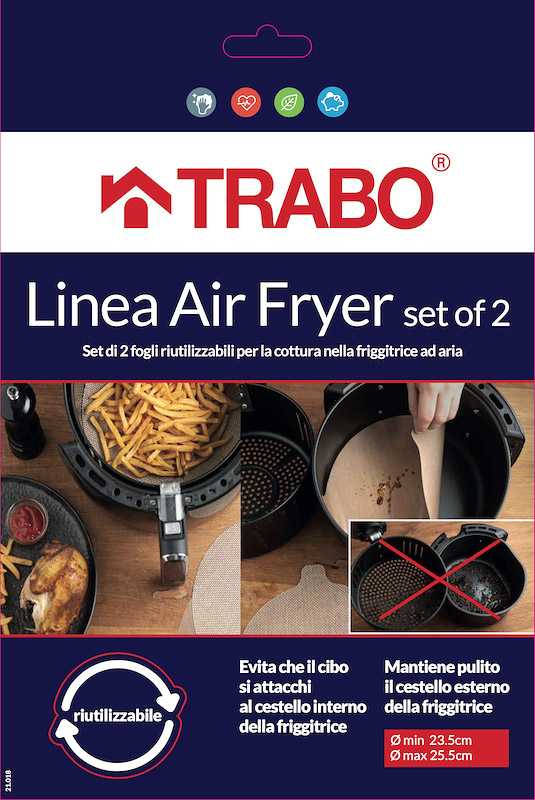 Trabo ECM60 Set 2 Fogli Riutilizzabili per Friggitrice ad Aria - immagine 2