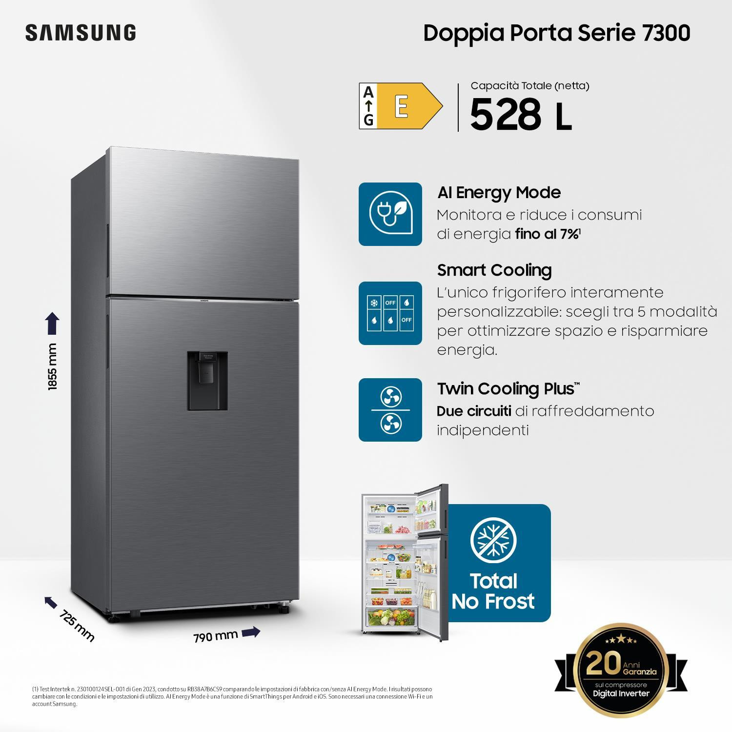 Samsung RT53DG7B14S9 Frigorifero Doppia Porta 528LT Largo 79CM con Dispenser - immagine 4