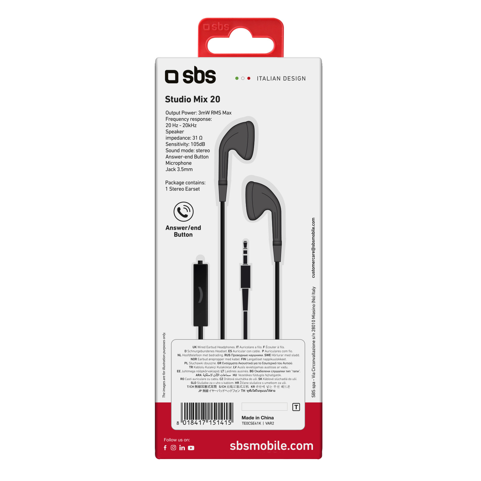 SBS TE0CSE41K Auricolari con Filo Connettore Jack 3.5MM - immagine 4
