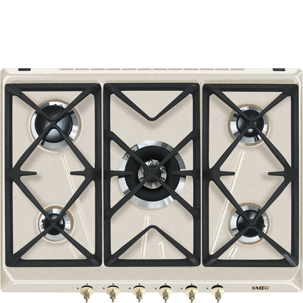 Smeg SRV876AVOGH2 Avena Piano Cottura a Gas 70CM 5 Fuochi con Griglie in Ghisa - immagine 2