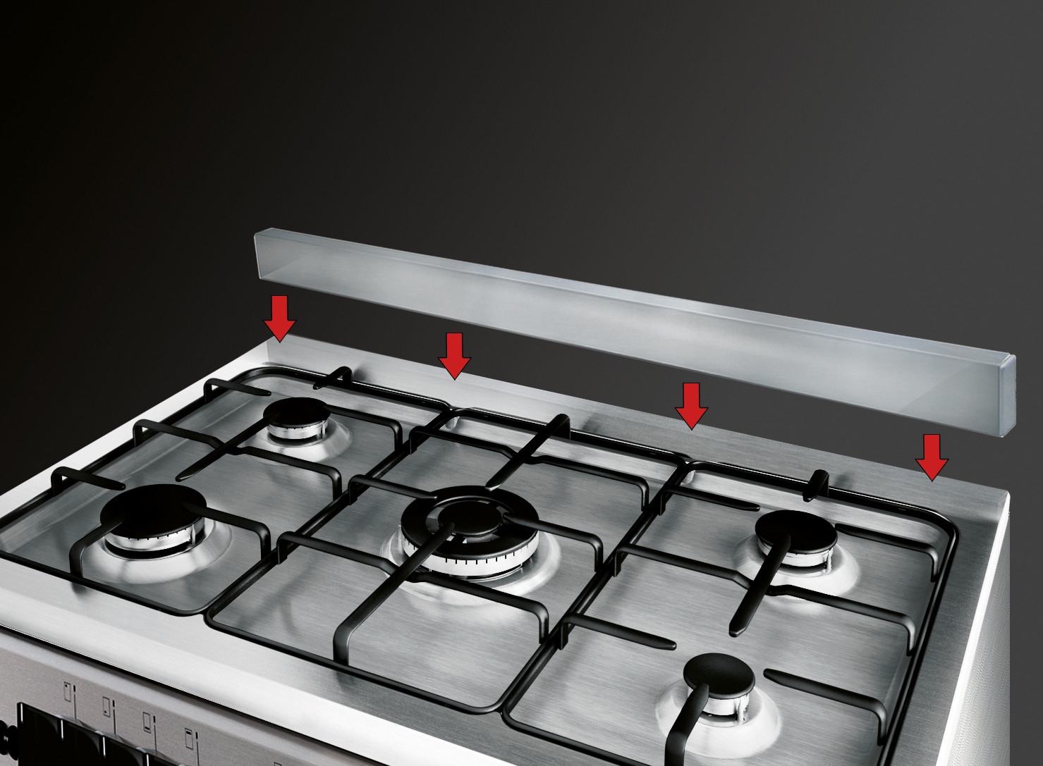 Glem A855GI Inox Alpha Cucina 80CM 4 Fuochi a Gas 1 Tripla Corona Forno a Gas - immagine 4