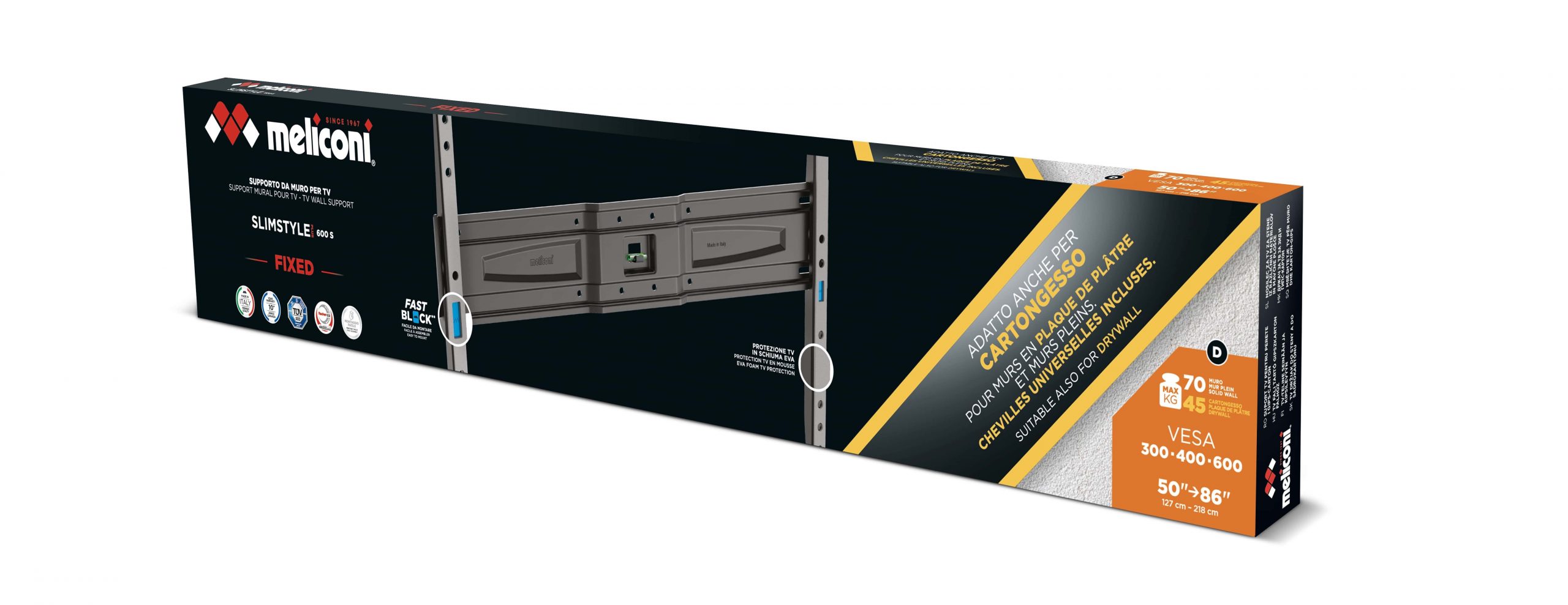 Meliconi Slimstyle Plus 600S CG Supporto TV a Muro da 50 a 80 Pollici Max 45KG - immagine 3