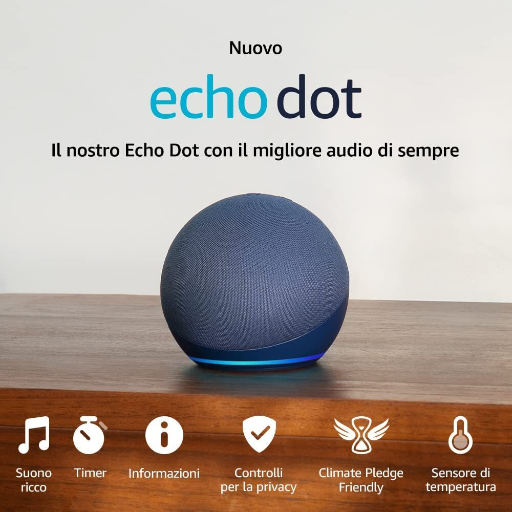 Echo Dot 5 Gen Blue Altoparlante Intelligente con Alexa Wi-Fi e Bluetooth - immagine 2