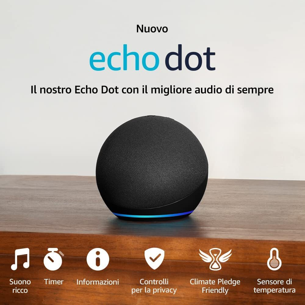 Echo Dot 5 Gen Charcoal Altoparlante Intelligente con Alexa Wi-Fi e Bluetooth - immagine 2