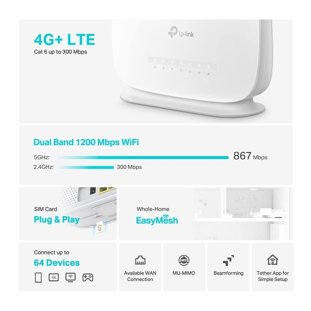 TP-Link Archer MR515 Router 4G Plus AC1200 Dual Band Gigabit Wi-Fi - immagine 4