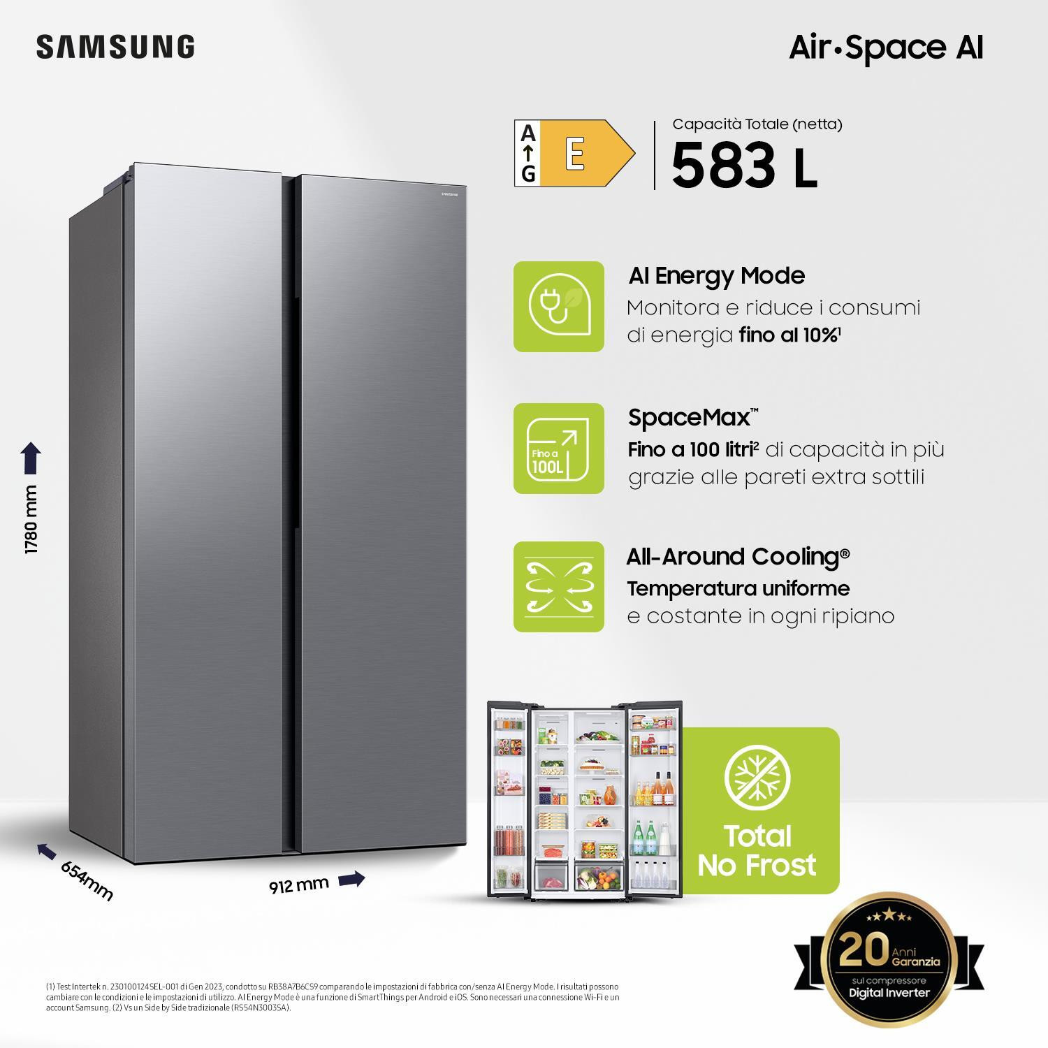 Samsung RS57DG400EM9EF Frigorifero Side By Side 583 Litri Nofrost Inverter - immagine 3