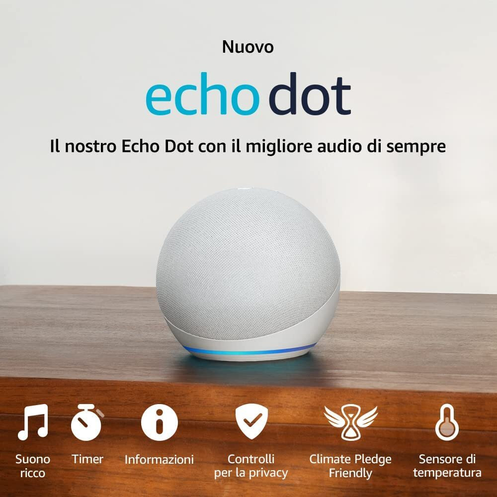 Echo Dot 5 Gen Bianco Altoparlante Intelligente con Alexa Wi-Fi e Bluetooth - immagine 2