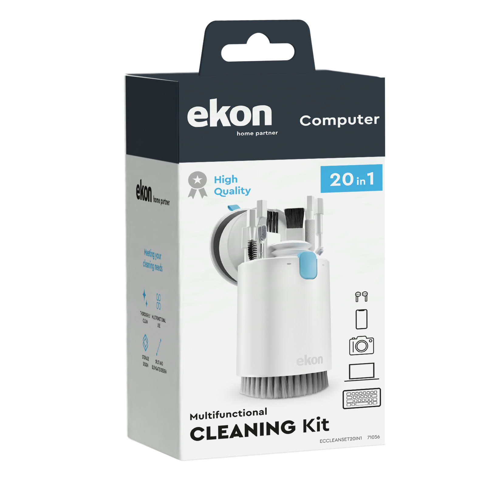 Ekon ECCLEANSET20IN1 Kit Di Pulizia 20 in 1 per PC-Smartphone-Tablet-Auricolari - immagine 2