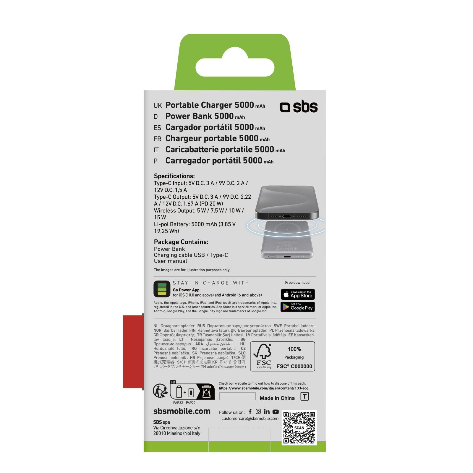 SBS TEBB5000MAGSLIM Powerbank 5000mAh Type-C Compatibile con MagSafe - immagine 3