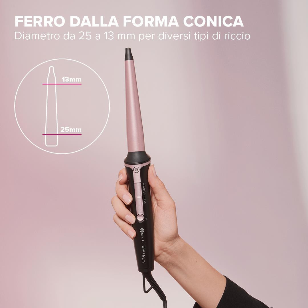 Imetec Bellissima Iconic Curls Ferro Arricciacapelli Conico Rivestito Ceramica - immagine 3