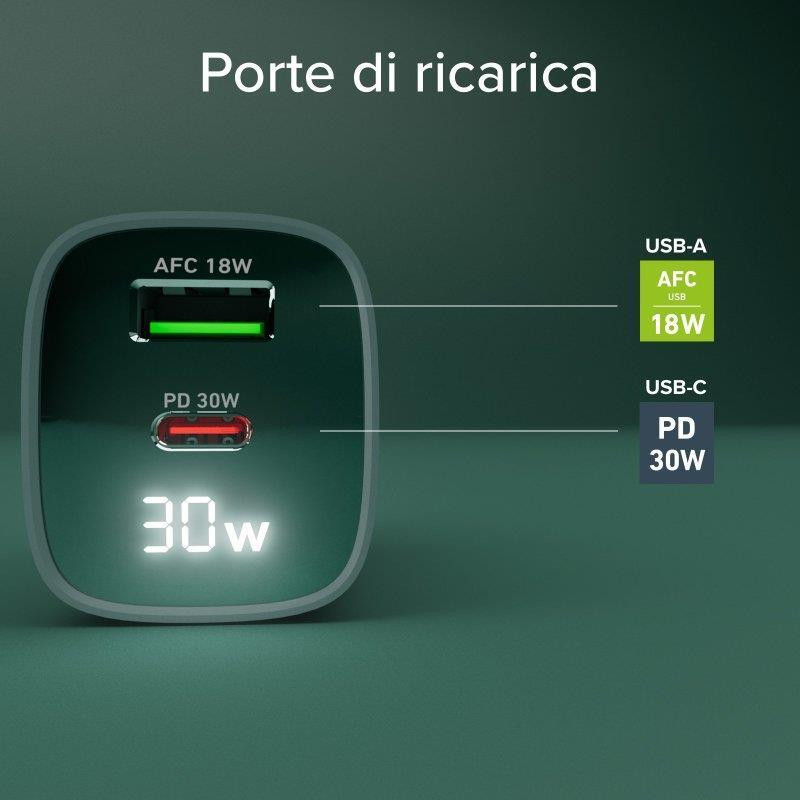 SBS TETRGANLCD1USB1C30A Azzurro Caricabatterie con Display LCD USB-C e USB - immagine 4