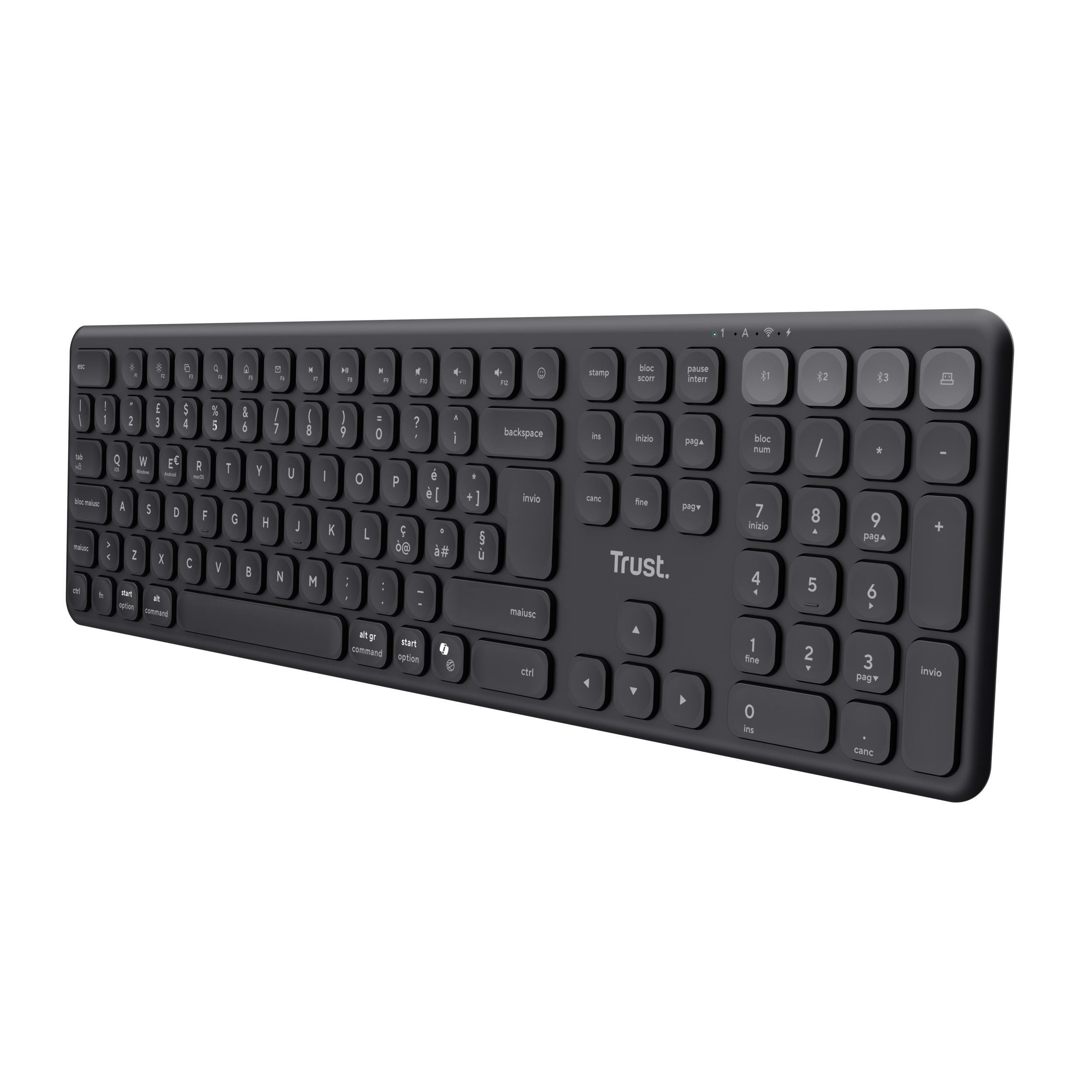Trust Vaiya Nero Tastiera Wireless Multi-Dispositivo - immagine 3