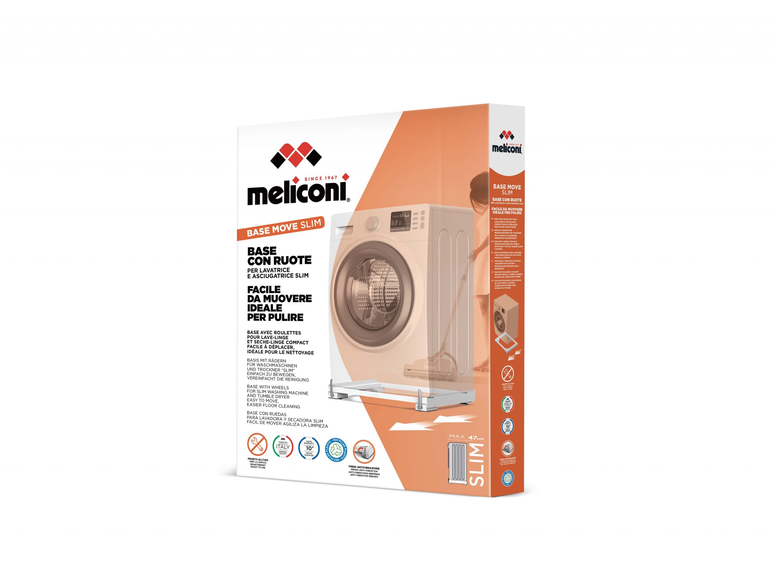 Meliconi Base Move Base Antivibrazioni con Ruote e Freni per Lavatrici Slim - immagine 3