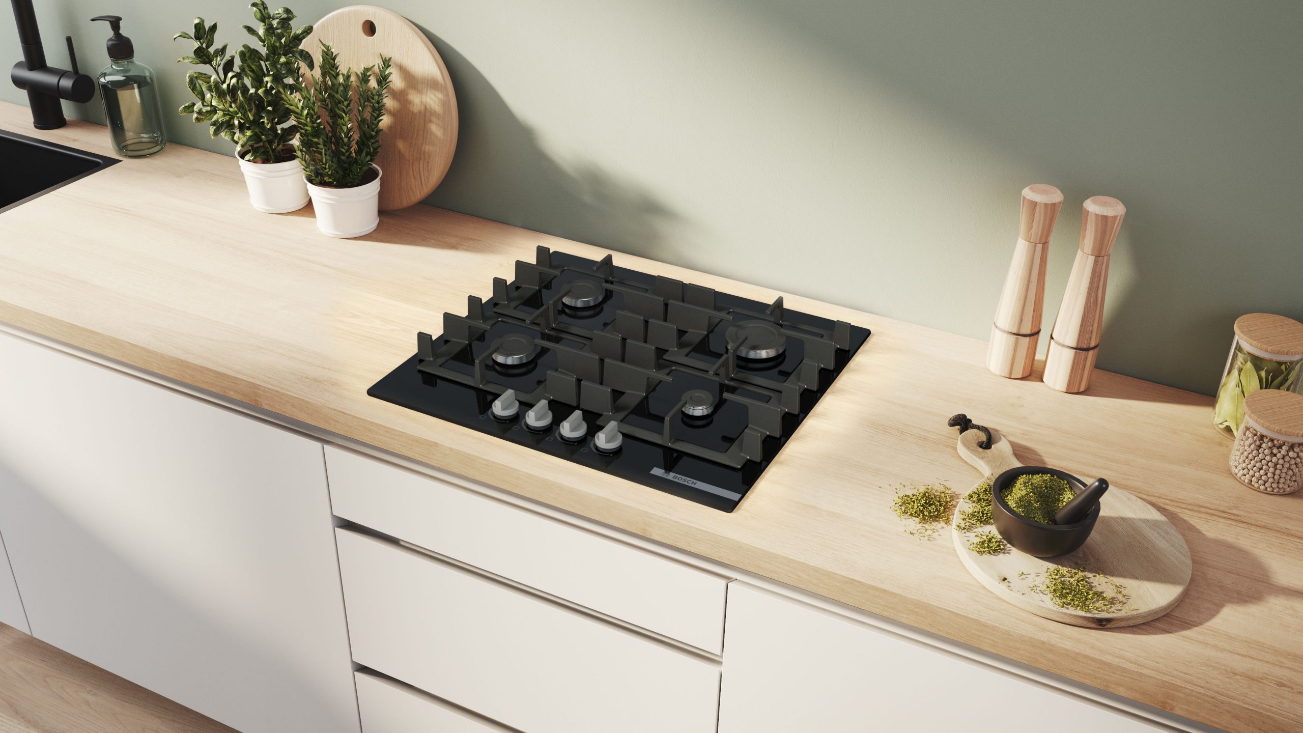 Bosch PNP6B6K40 Piano Cottura Gas in Vetro 60CM 4 Fuochi Griglie in Ghisa - immagine 4