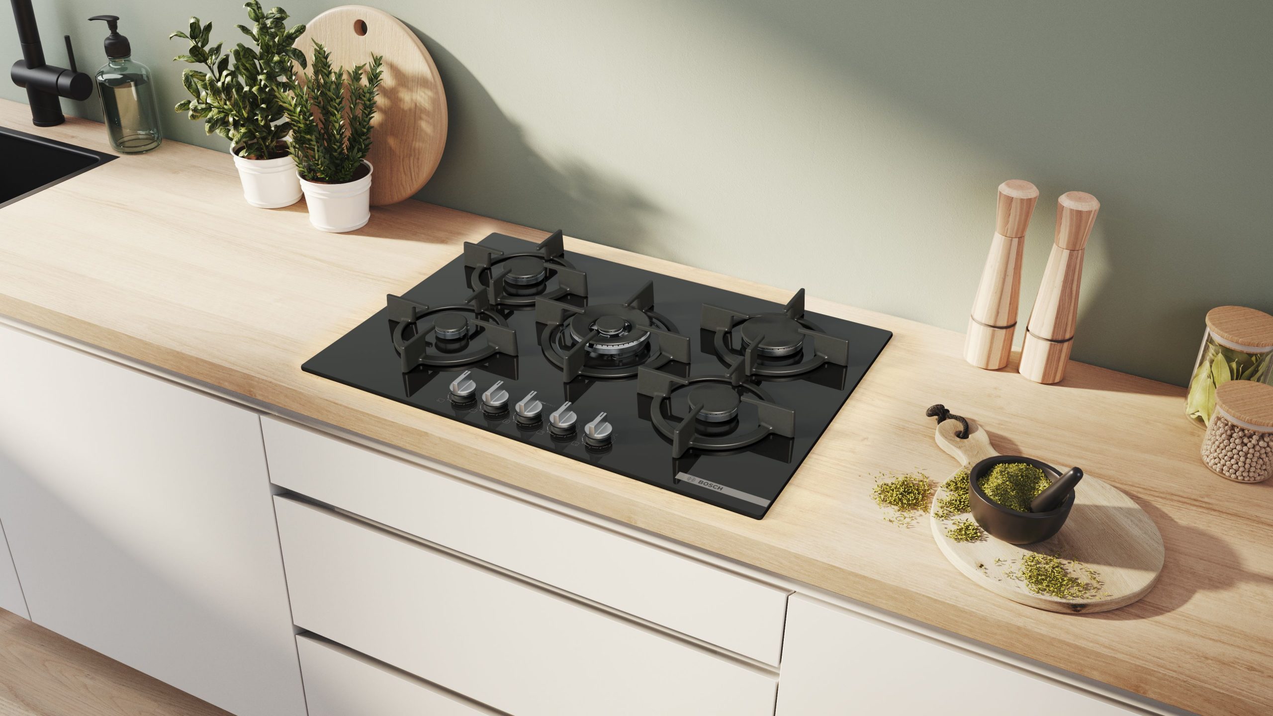 Bosch PPQ7A6I15 Piano Cottura Gas in Vetro 75CM 5 Fuochi Griglie Ghisa - immagine 5