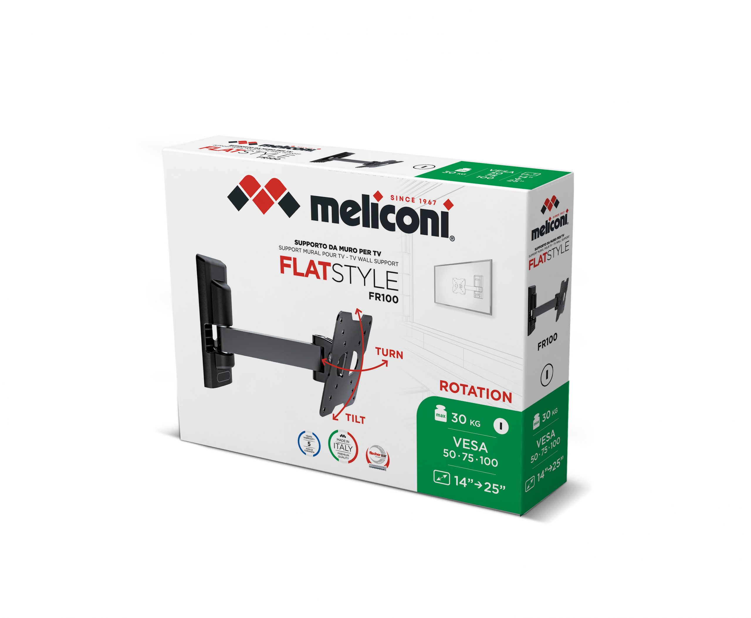 Meliconi Flatstyle FR 100 Supporto TV Un Braccio Fino a 25 Pollici Max 30 KG - immagine 3