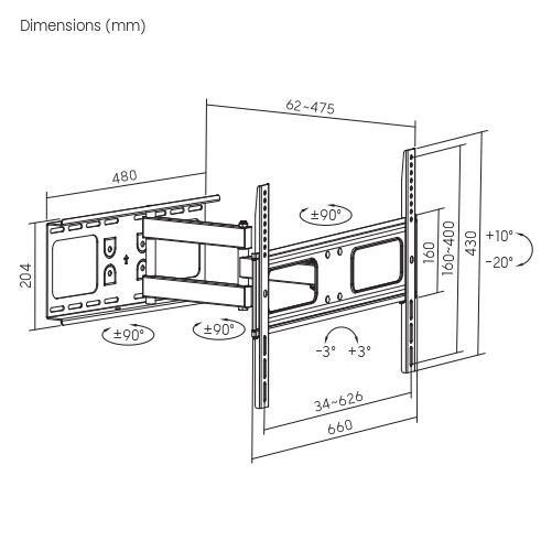 Munari SP349 Staffa per TV 3 Snodi Fino a 70 Pollici Portata Max 50KG - immagine 2