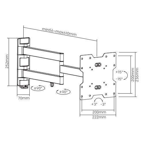Munari SP324 Staffa TV Doppio Braccio Fino a 42 Pollici Portata Max 35KG - immagine 2