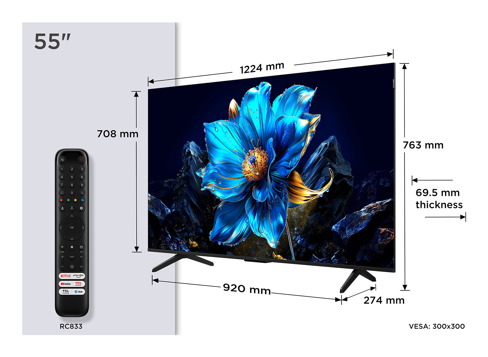 TCL 55P79K Smart TV Qled 55 Pollici UHD 4K Google TV - immagine 2