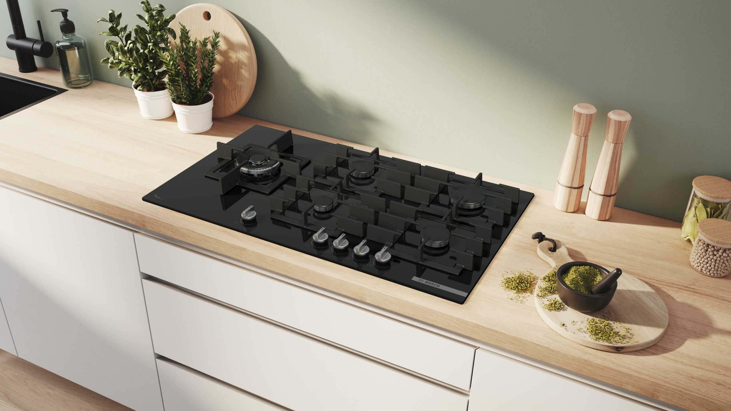Bosch PPM9A6I40 Piano Cottura a Gas in Vetro 90CM 5 Fuochi Griglie in Ghisa - immagine 5