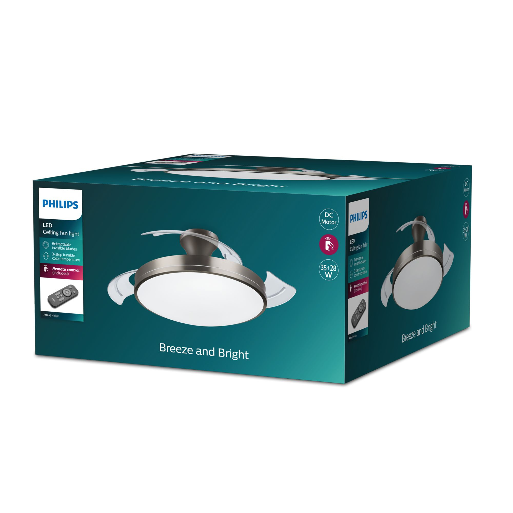 Philips Atlas Nickle Ventilatore da Soffitto 28W con Luce LED - immagine 2