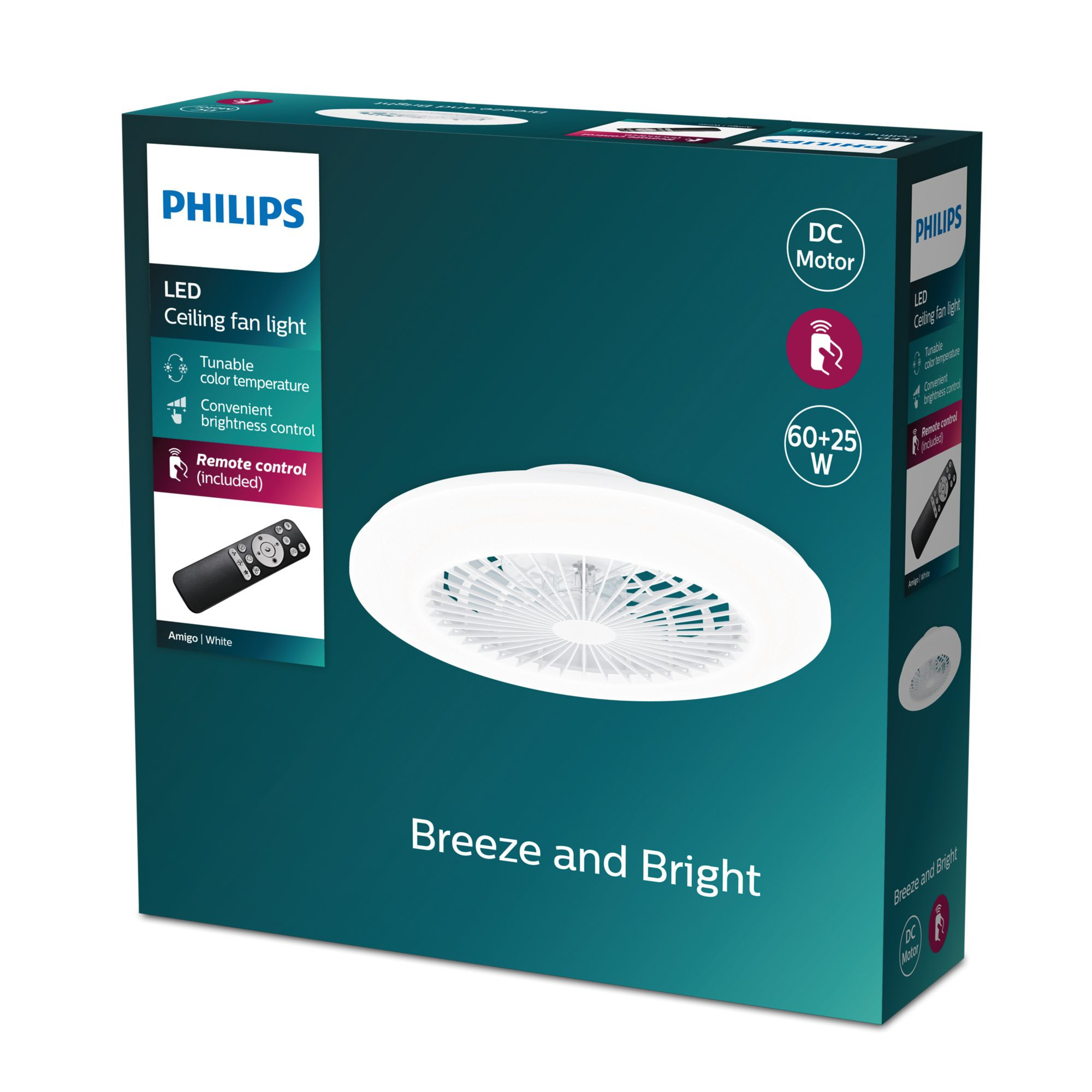 Philips Amigo White Ventilatore da Soffitto 25W con Luce LED - immagine 2