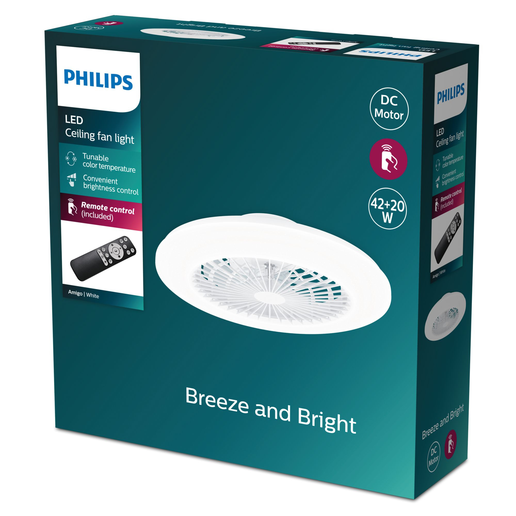 Philips Amigo White Ventilatore da Soffitto 20W con Luce LED - immagine 2