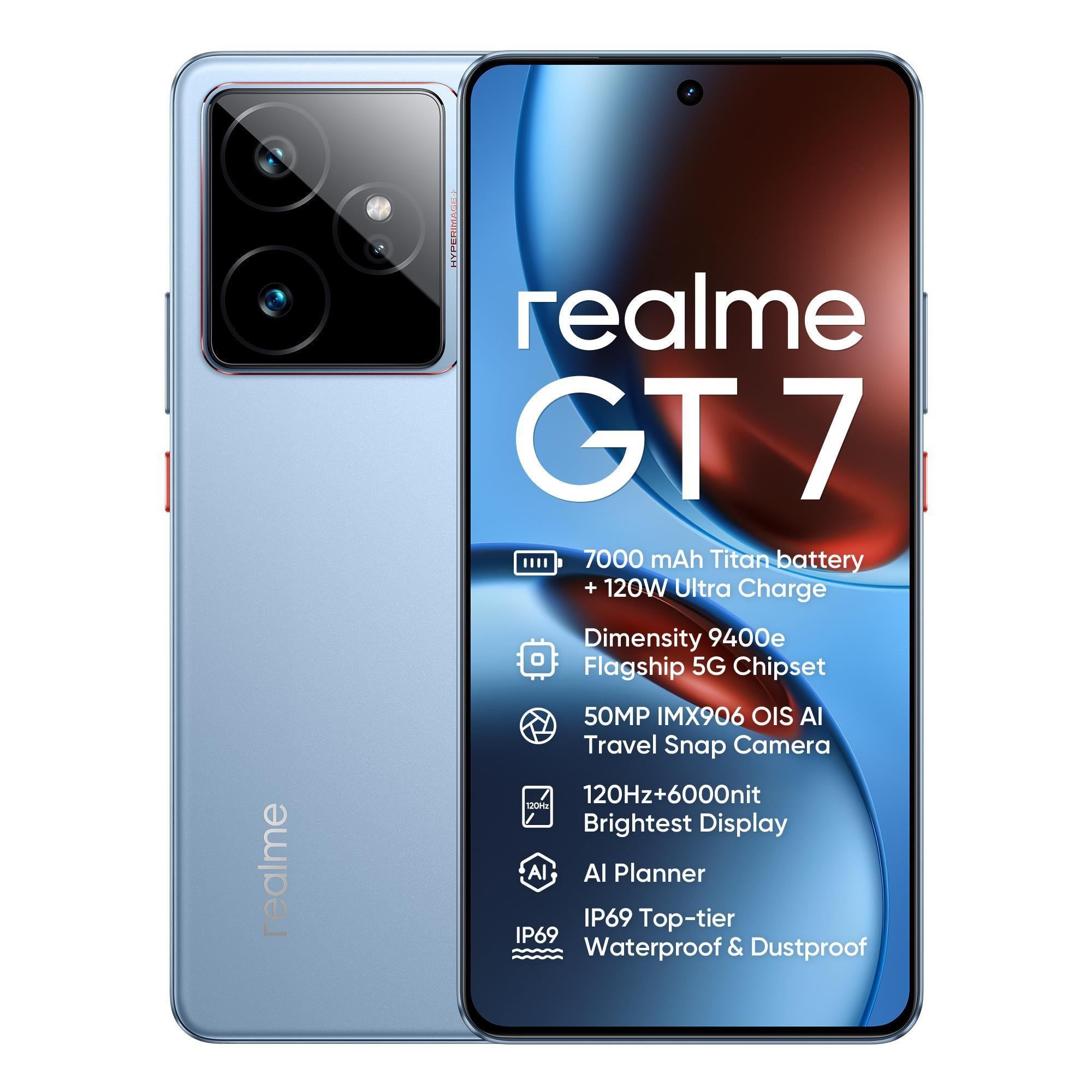 Realme GT 7 Icesense Blue Smartphone 6.78 12GB 512GB con Smartwatch S2 BK - immagine 2