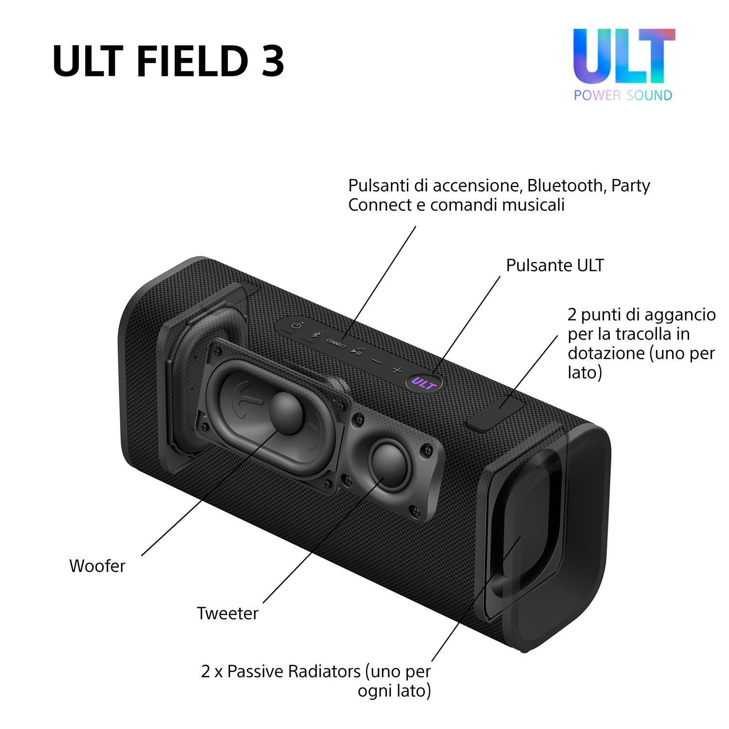 Sony Ult Field 3 Nero Mini Speaker Portatile e Impermeabile - immagine 3
