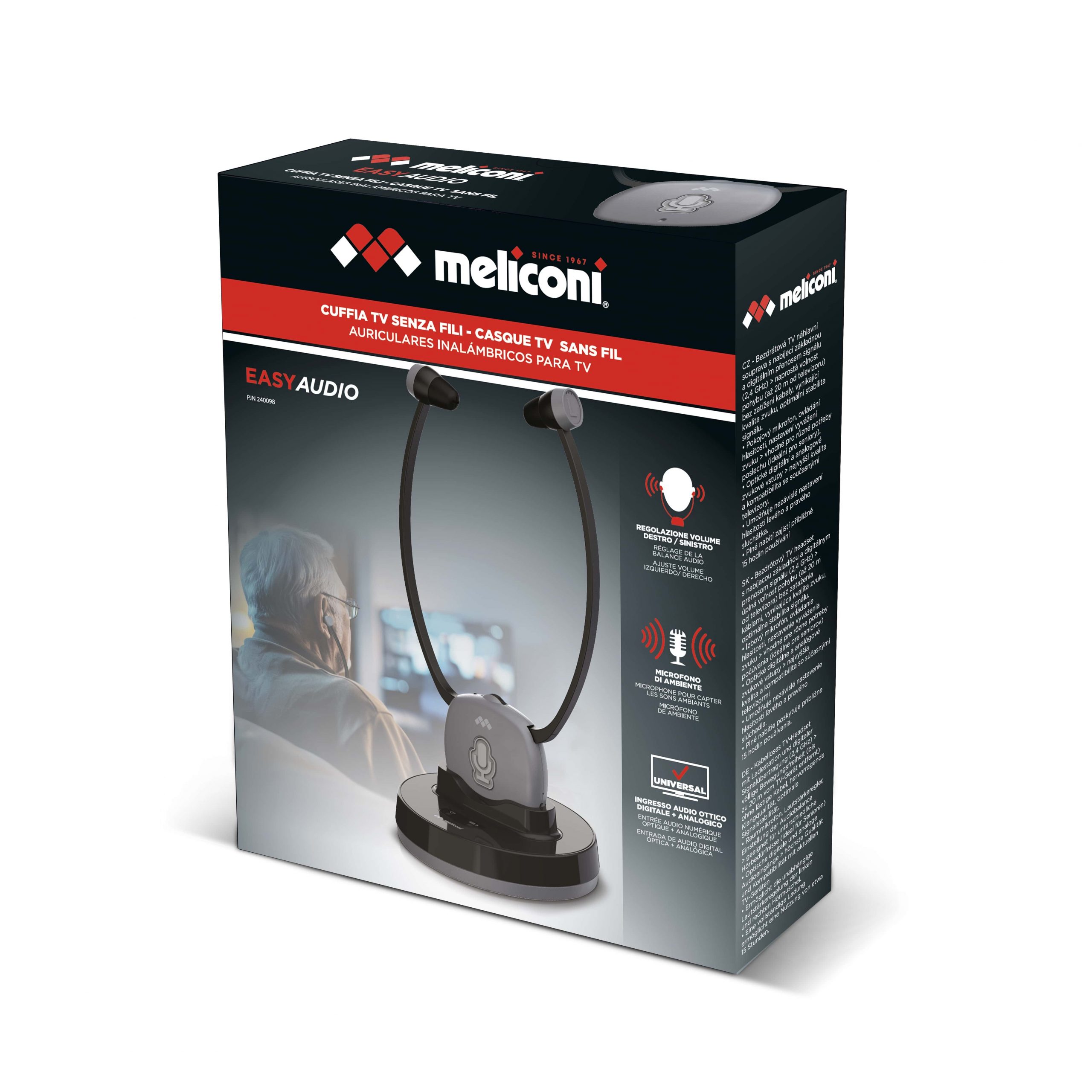 Meliconi Easy Audio Cuffie TV Wireless con Base Ricarica - immagine 3
