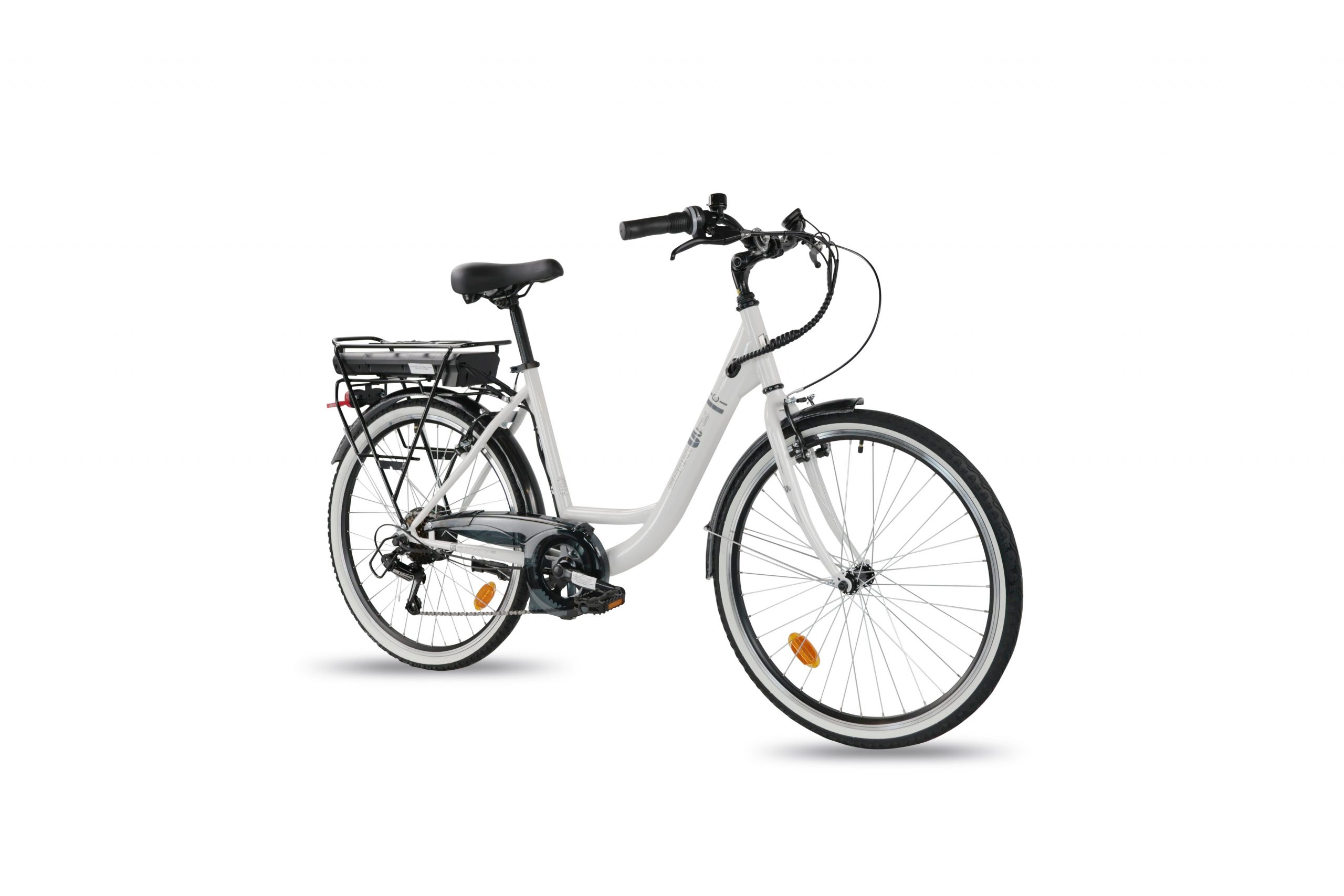 Smartway C6 Pearl White Bicicletta Elettrica City in Acciaio Autonomia 45KM - immagine 2