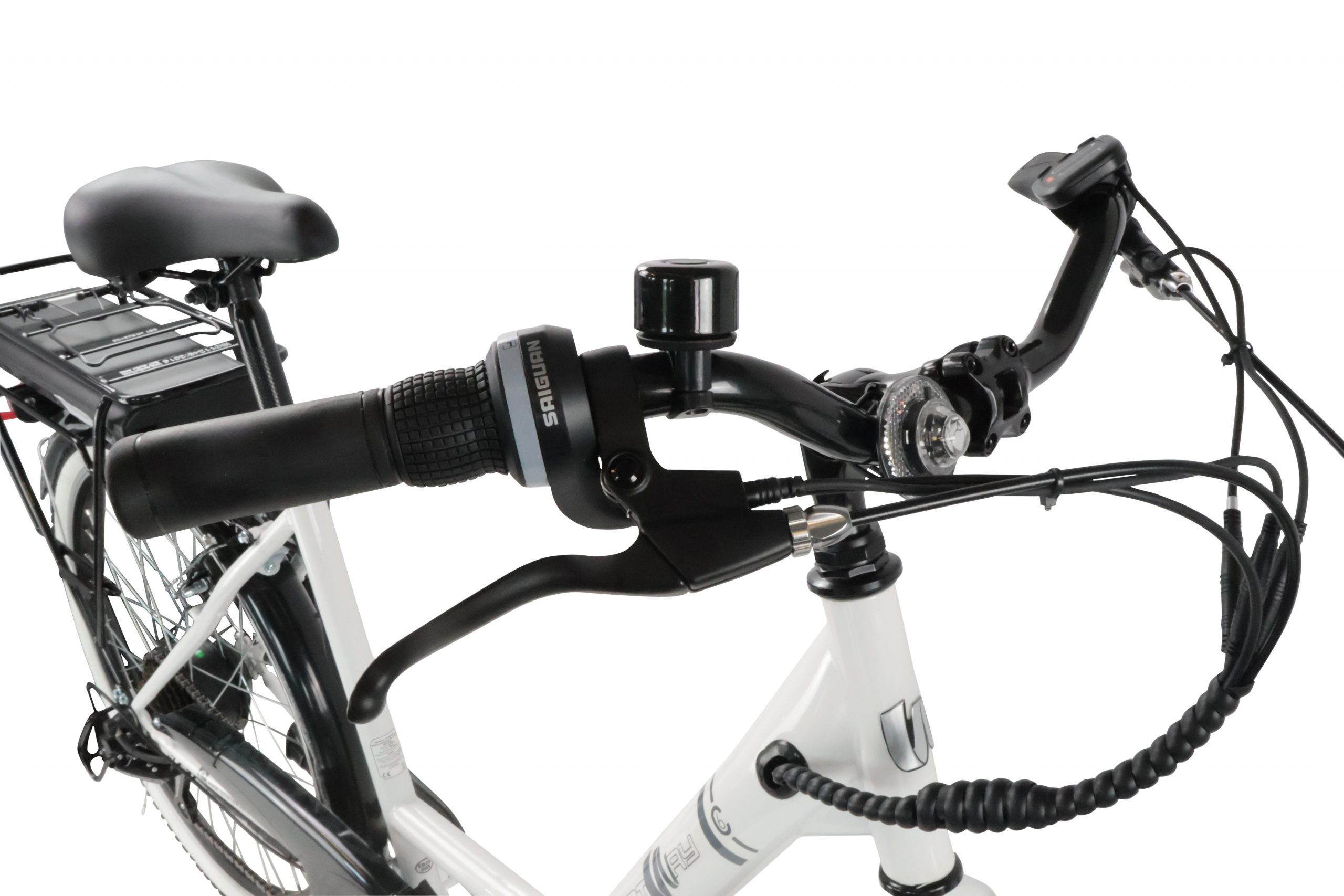 Smartway C6 Pearl White Bicicletta Elettrica City in Acciaio Autonomia 45KM - immagine 4