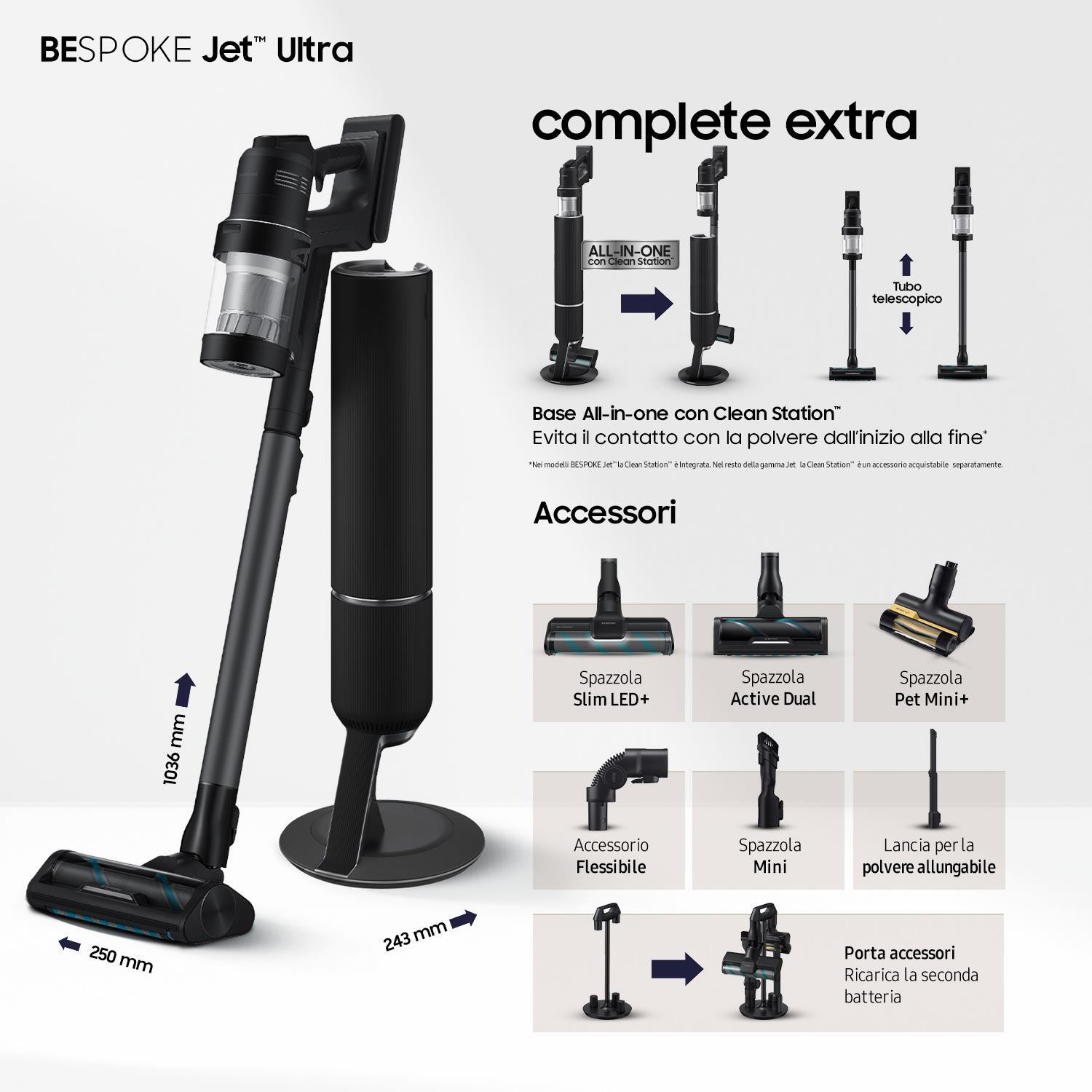 Samsung VS90F40DEK Bespoke Jet Ultra AI Complete Extra Scopa Senza Sacco 400W - immagine 4
