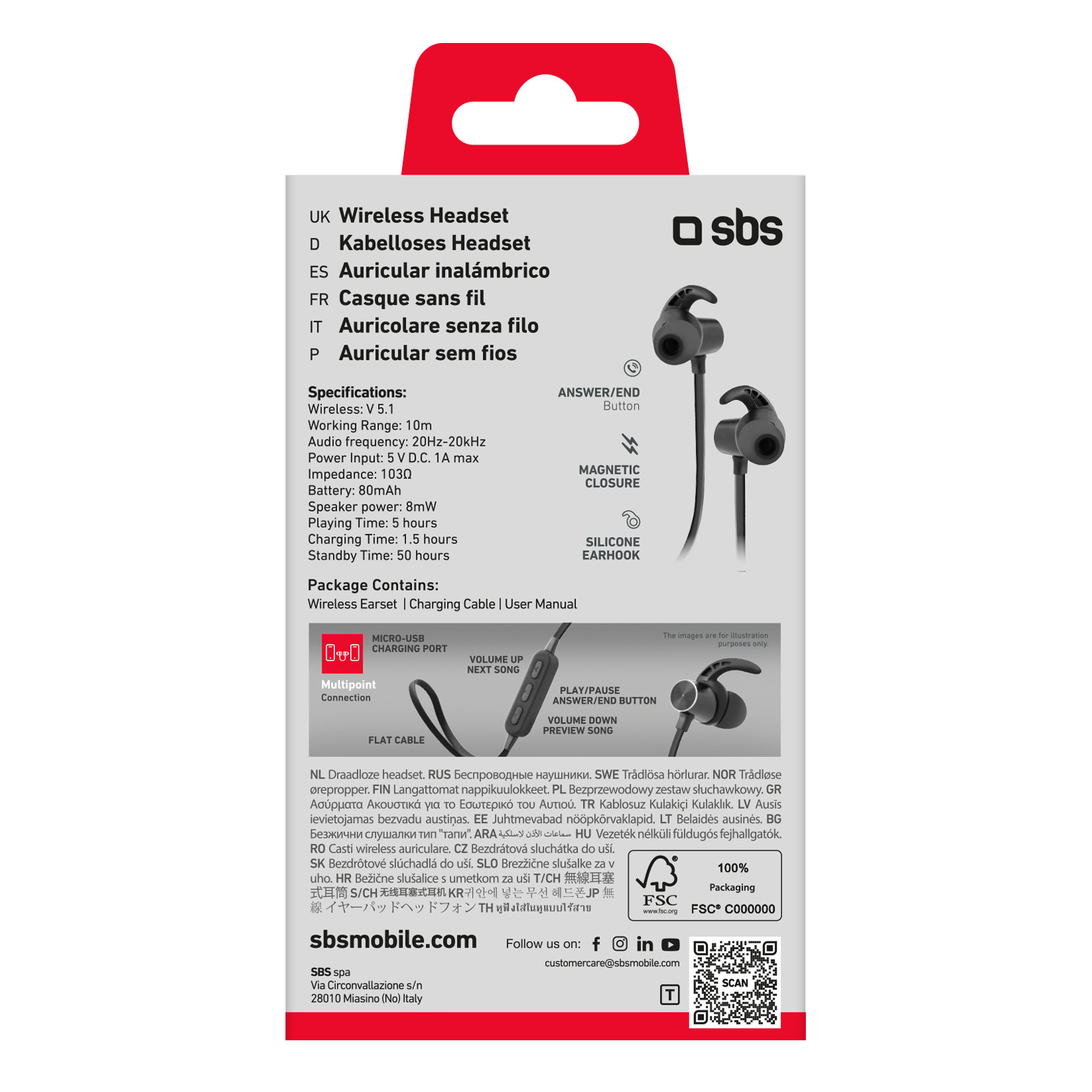SBS BT501 Auricolari Wireless Multipoint Magnetici - immagine 3