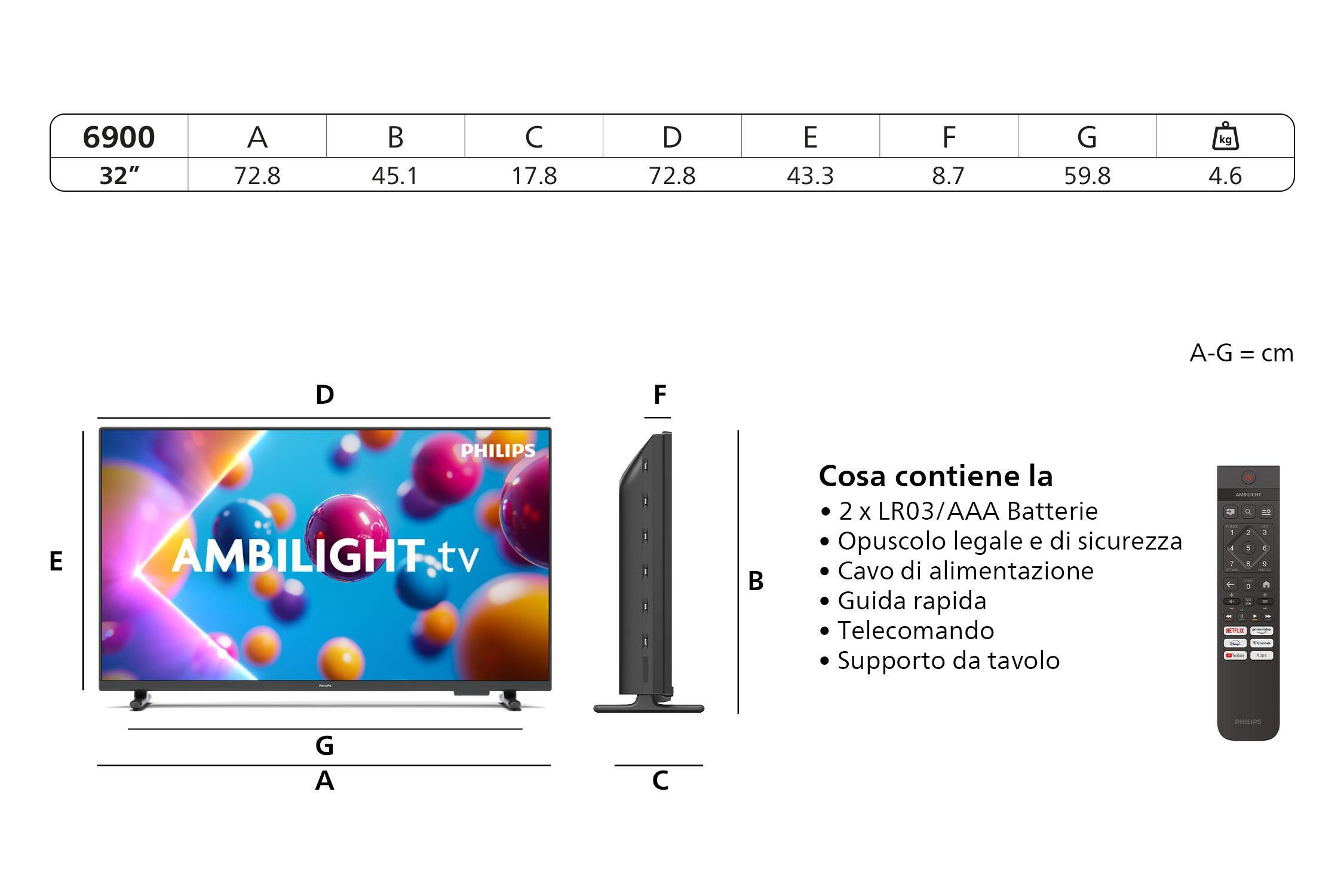 Philips 32PFS6900 Smart TV LED 32 FHD Titan TV Ambilight - immagine 2