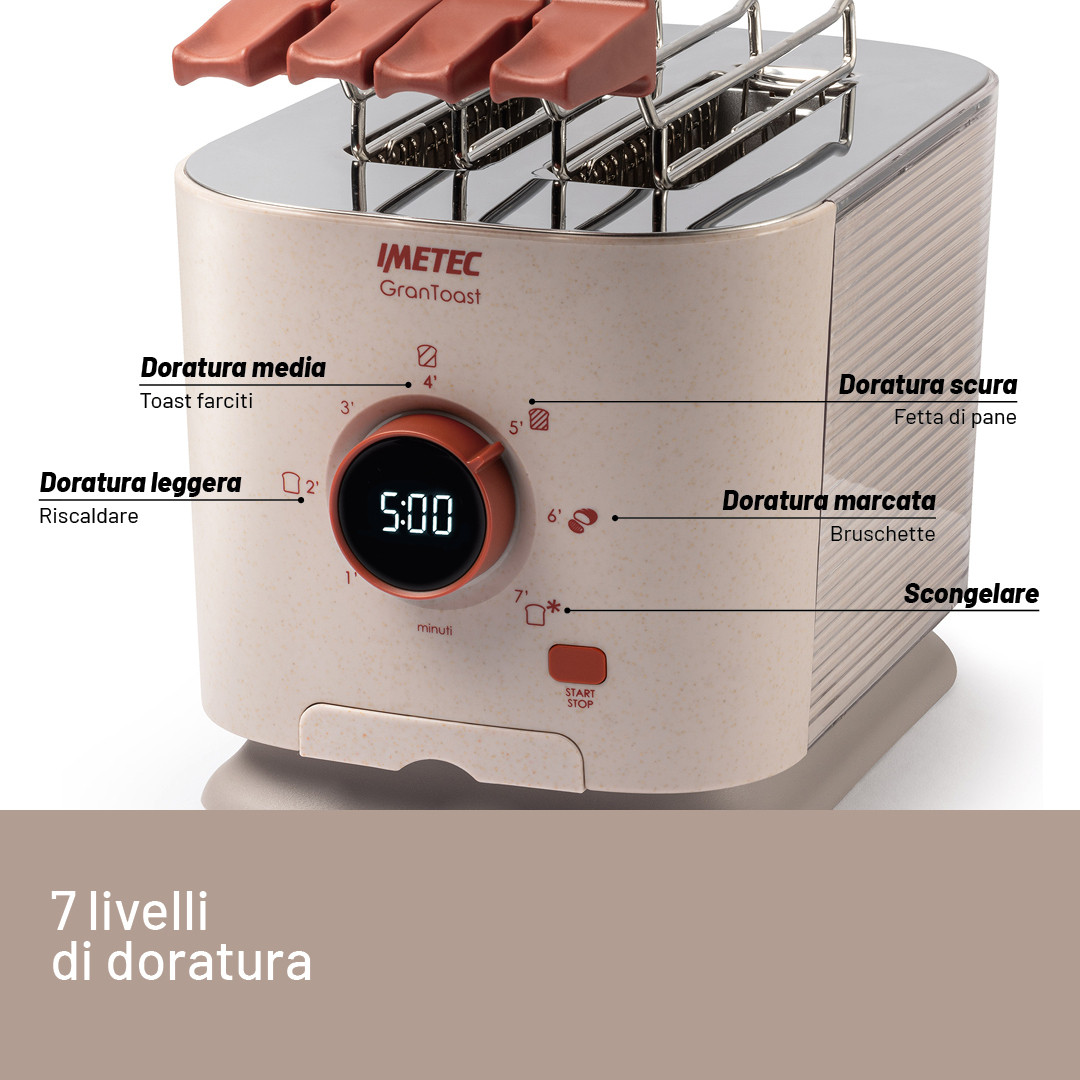 Imetec GranToast Sabbia Tostapane 600W con Pinze XL - immagine 5