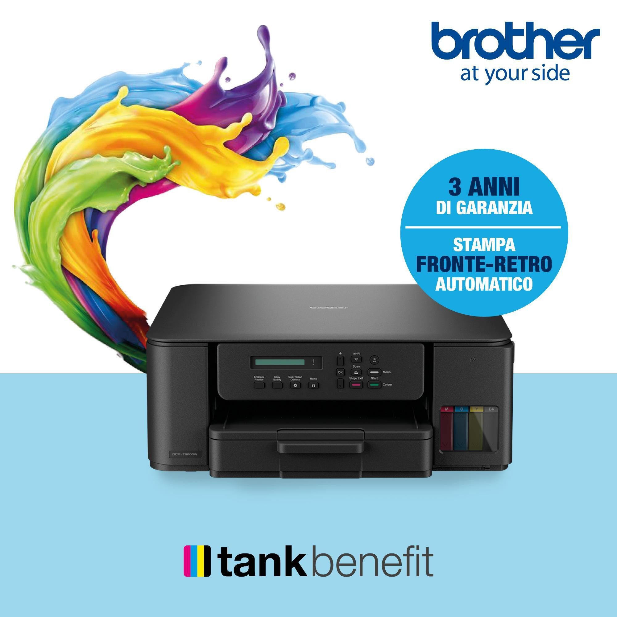 Brother DCPT580DW Stampante Multifunzione Inkjet Wi-Fi con 4 Serbatoi F-R Auto - immagine 5