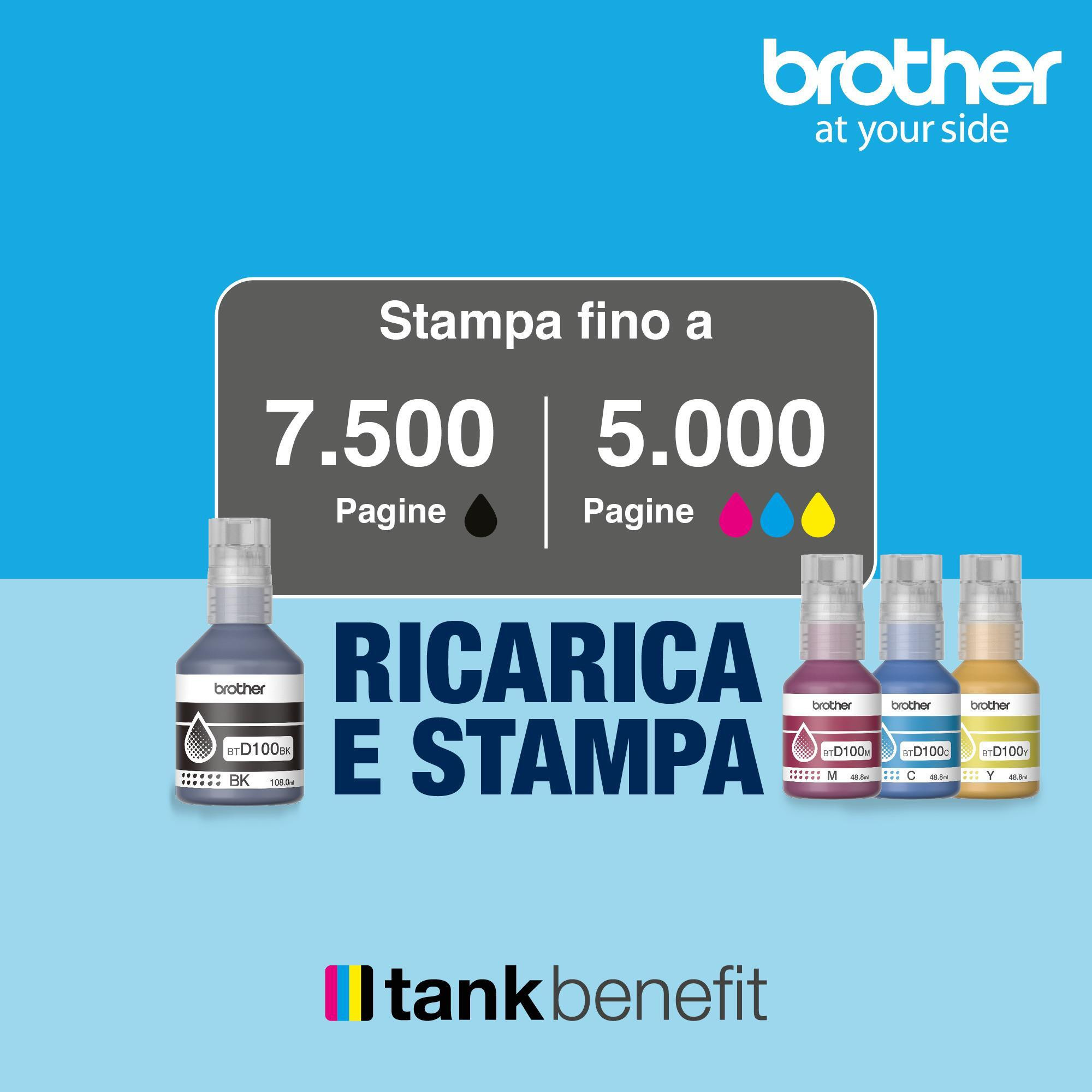 Brother DCPT580DW Stampante Multifunzione Inkjet Wi-Fi con 4 Serbatoi F-R Auto - immagine 2