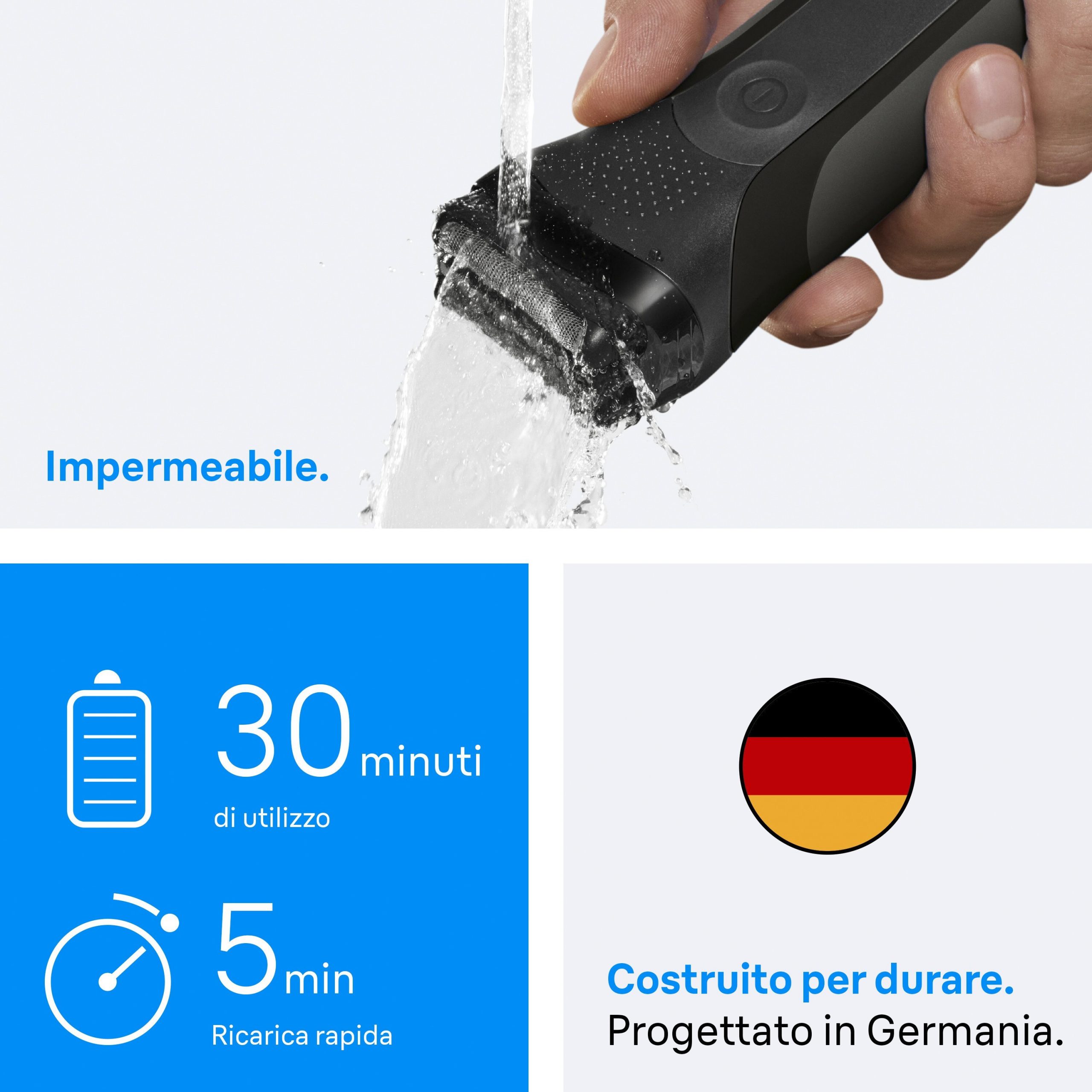 Braun 300s Nero Rasoio Elettrico Ricaricabile Wet Dry - immagine 3