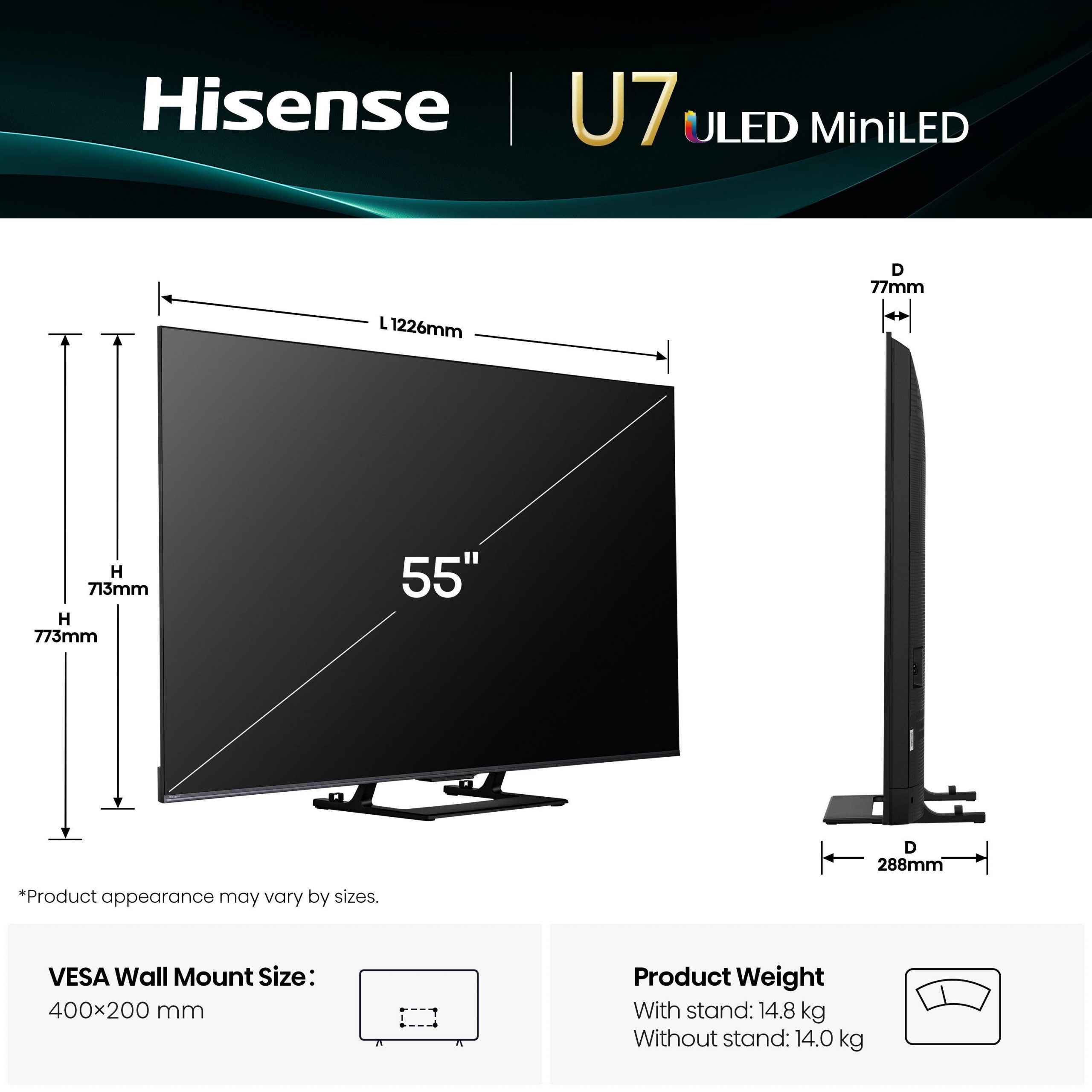 Hisense 55U79Q Smart TV Miniled Uled 55 Pollici UHD 4K Vidaa U8.5 TV - immagine 2