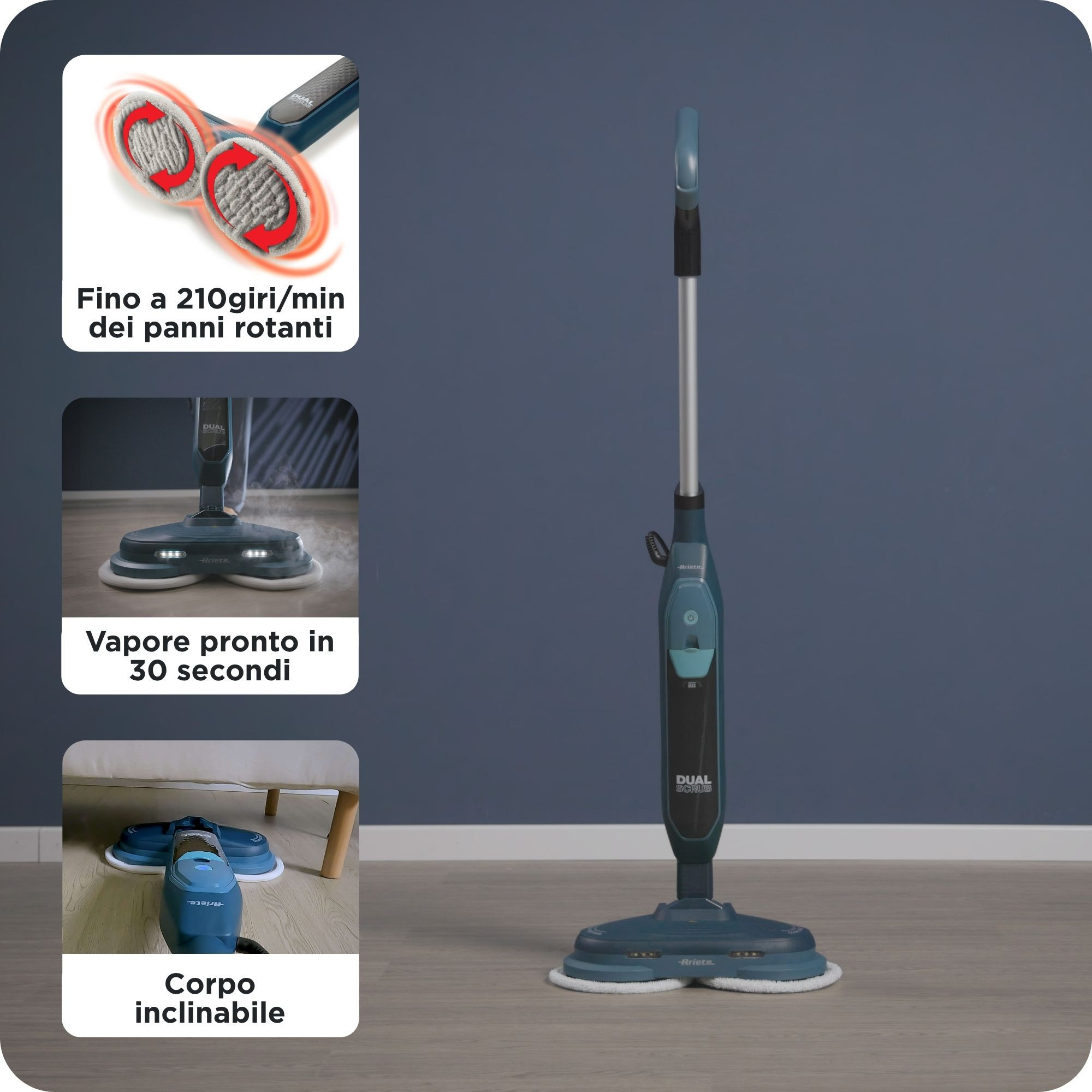 Ariete Dual Scrub Steam Scopa a Vapore 1200W - immagine 3