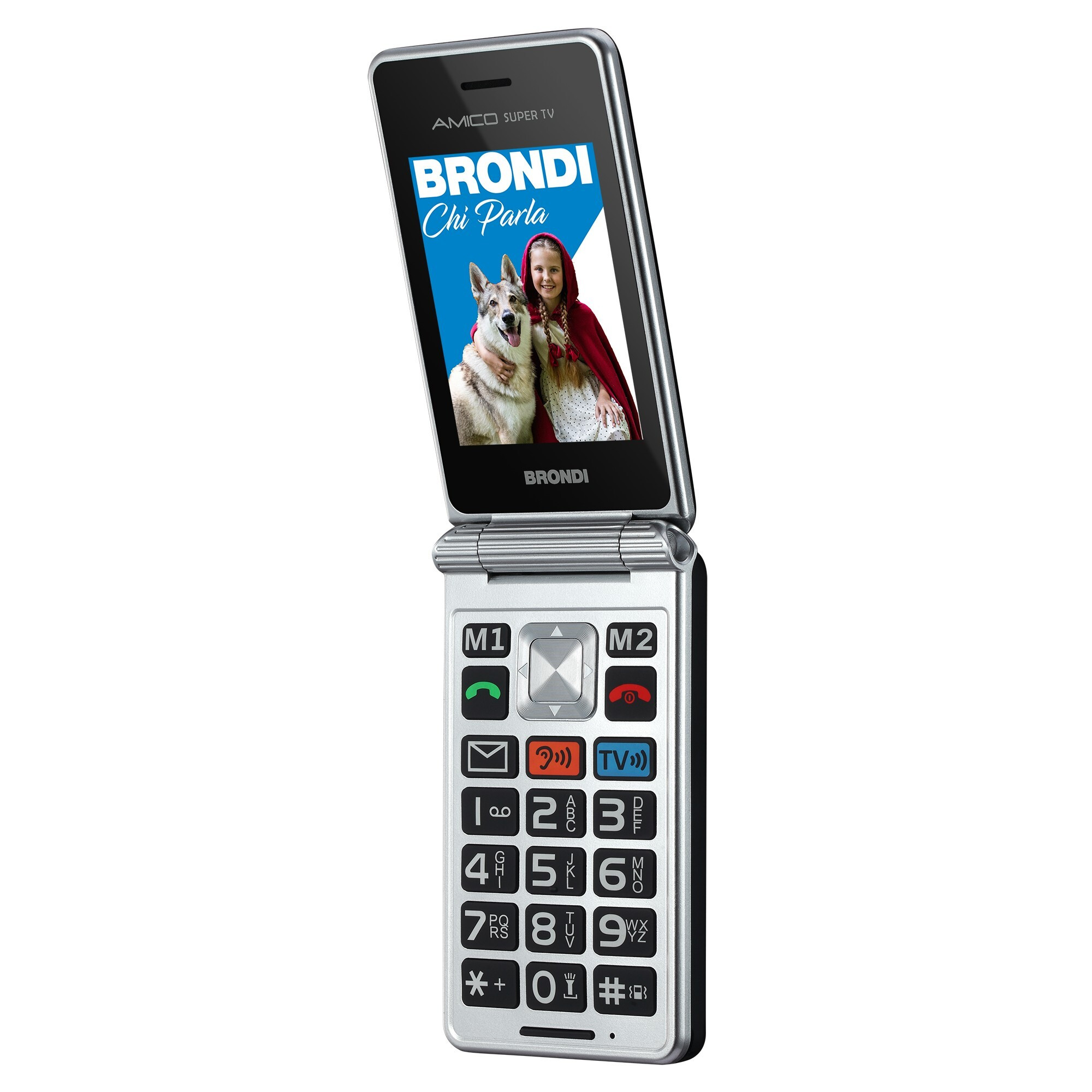 Brondi Amico Super TV Gunmetal Grey Cellulare Senior Flip Dual Sim con Tasto SOS - immagine 3
