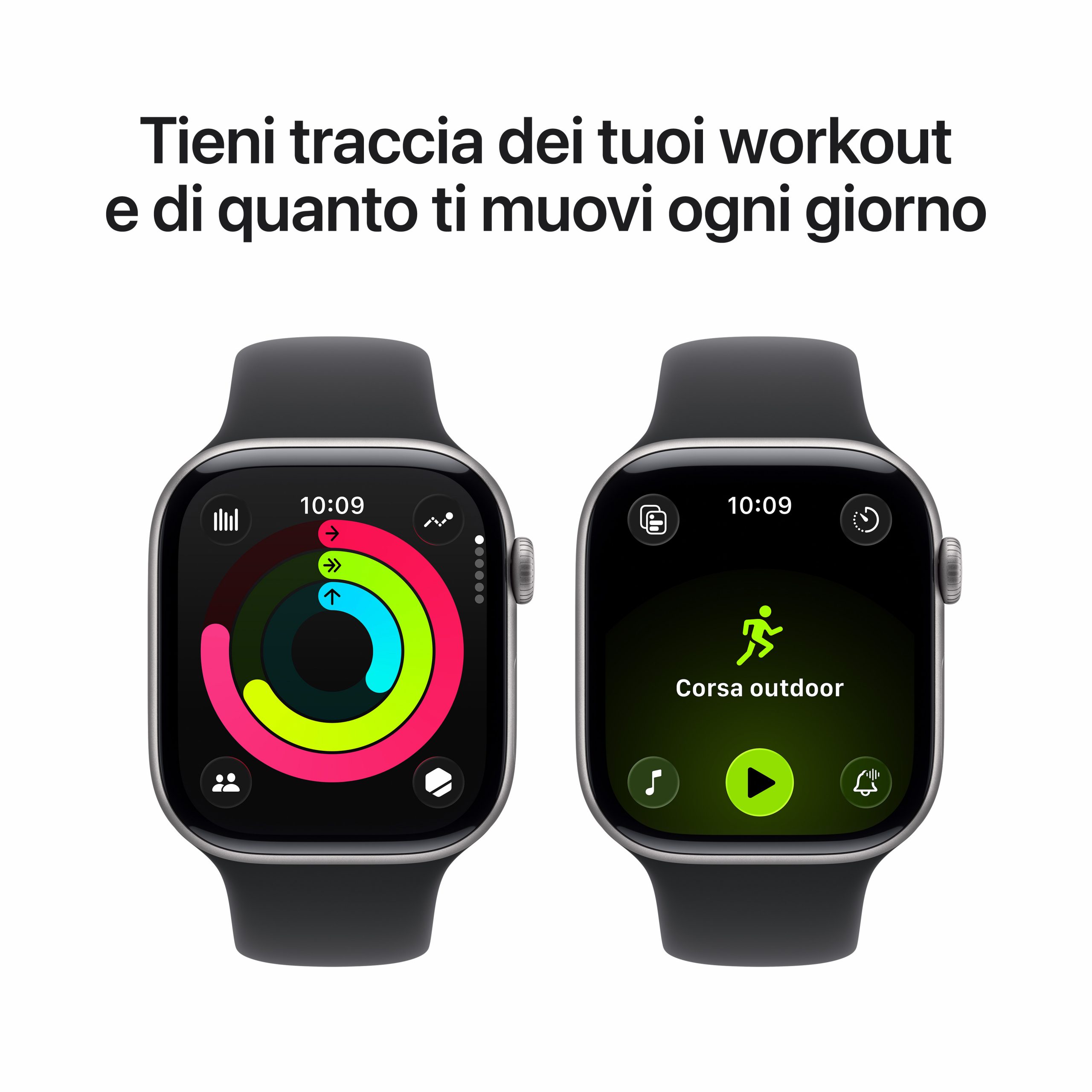 Apple MEV44QLA Watch 11 Grigio Siderale Smartwatch 46MM GPS Sportband Nero M-L - immagine 4