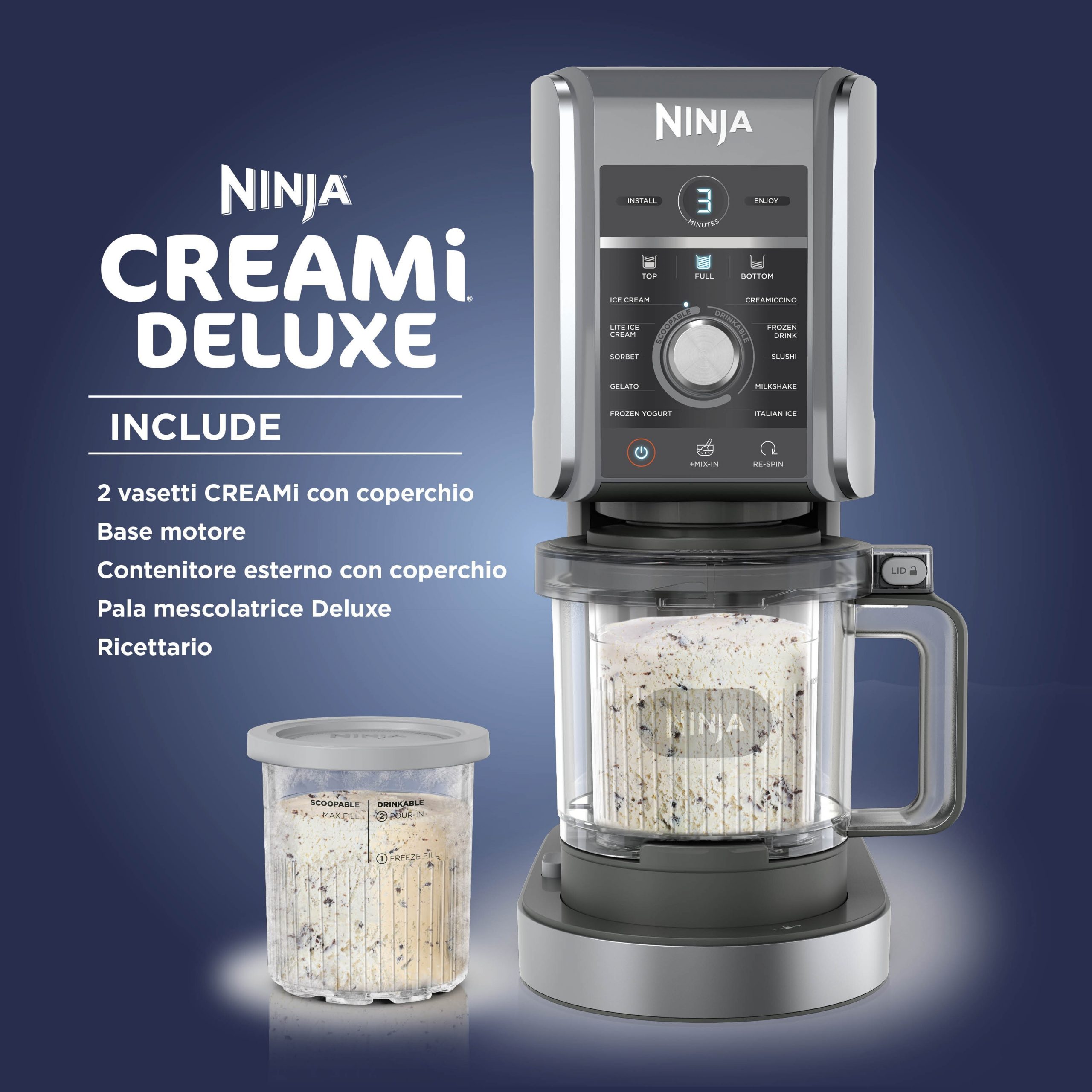Ninja Creami Deluxe Gelatiera 800W Capacita 0.7LT 7in1 - immagine 2