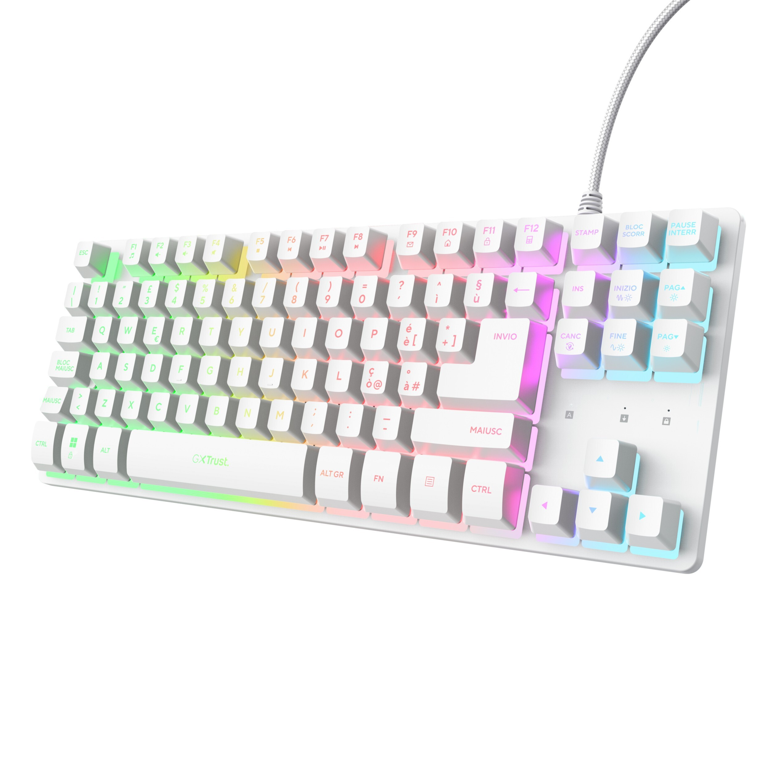 Trust GXT833 Thado Bianca Tastiera TKL Wired con Retroilluminazione Multicolore - immagine 2