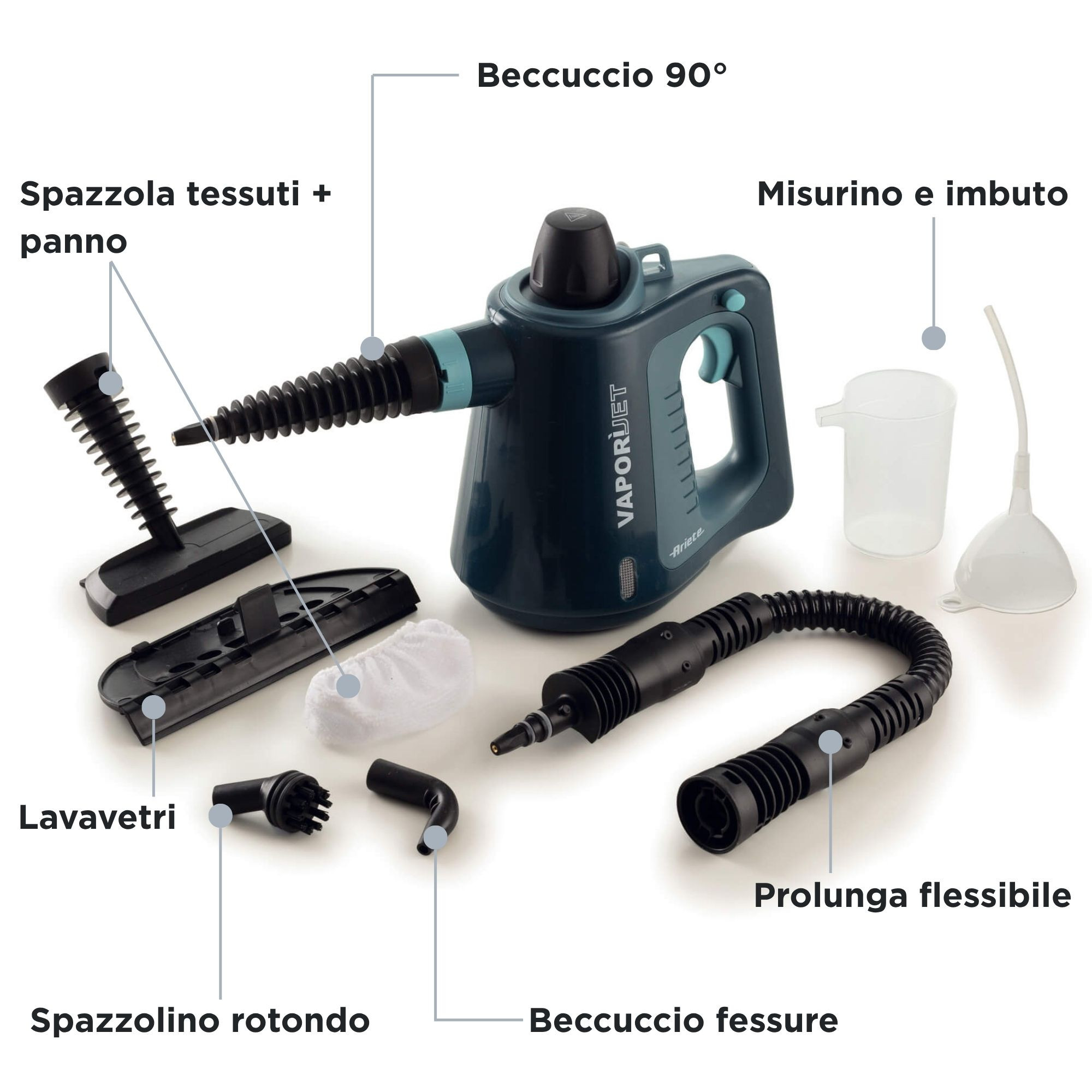 Ariete Vapori Jet Blue Pulitore a Vapore Portatile 1050W 250ML - immagine 3